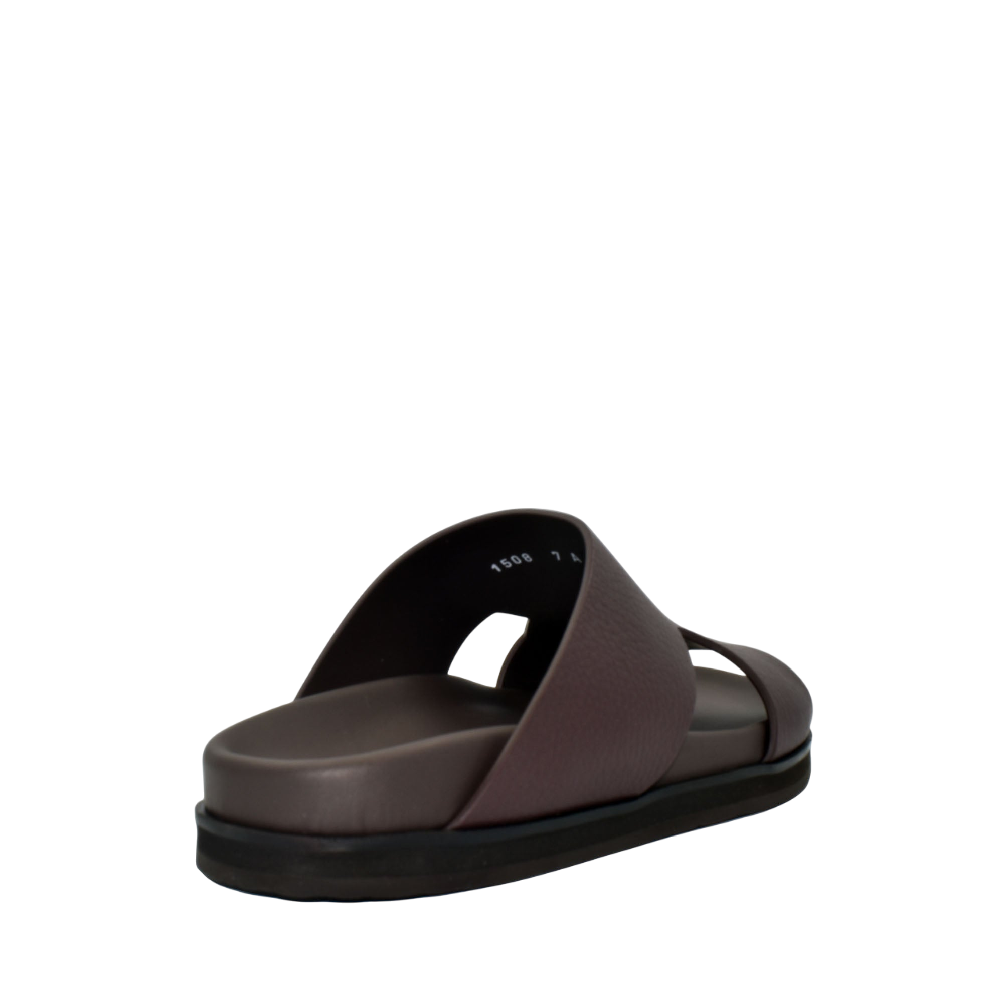 Brown luxury leather sandals slide with cushioned sole and open toe design from private collection