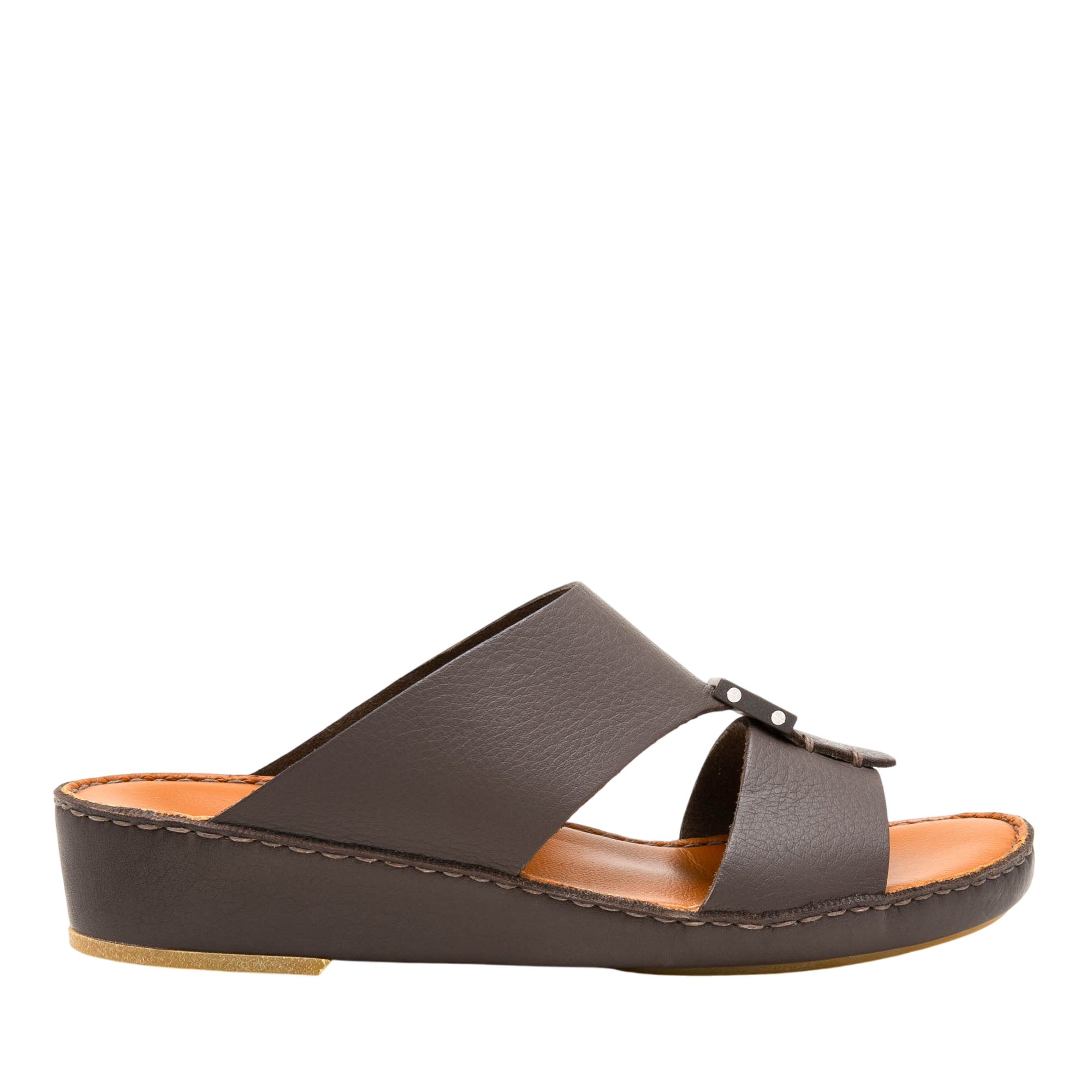 Private Collection brown luxury leather sandals with cushioned sole and slip-on design