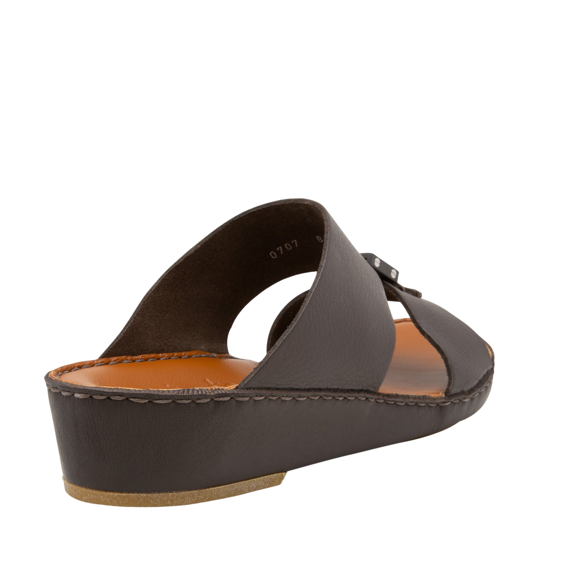 Private Collection luxury leather sandals in dark brown with cushioned sole and open toe design