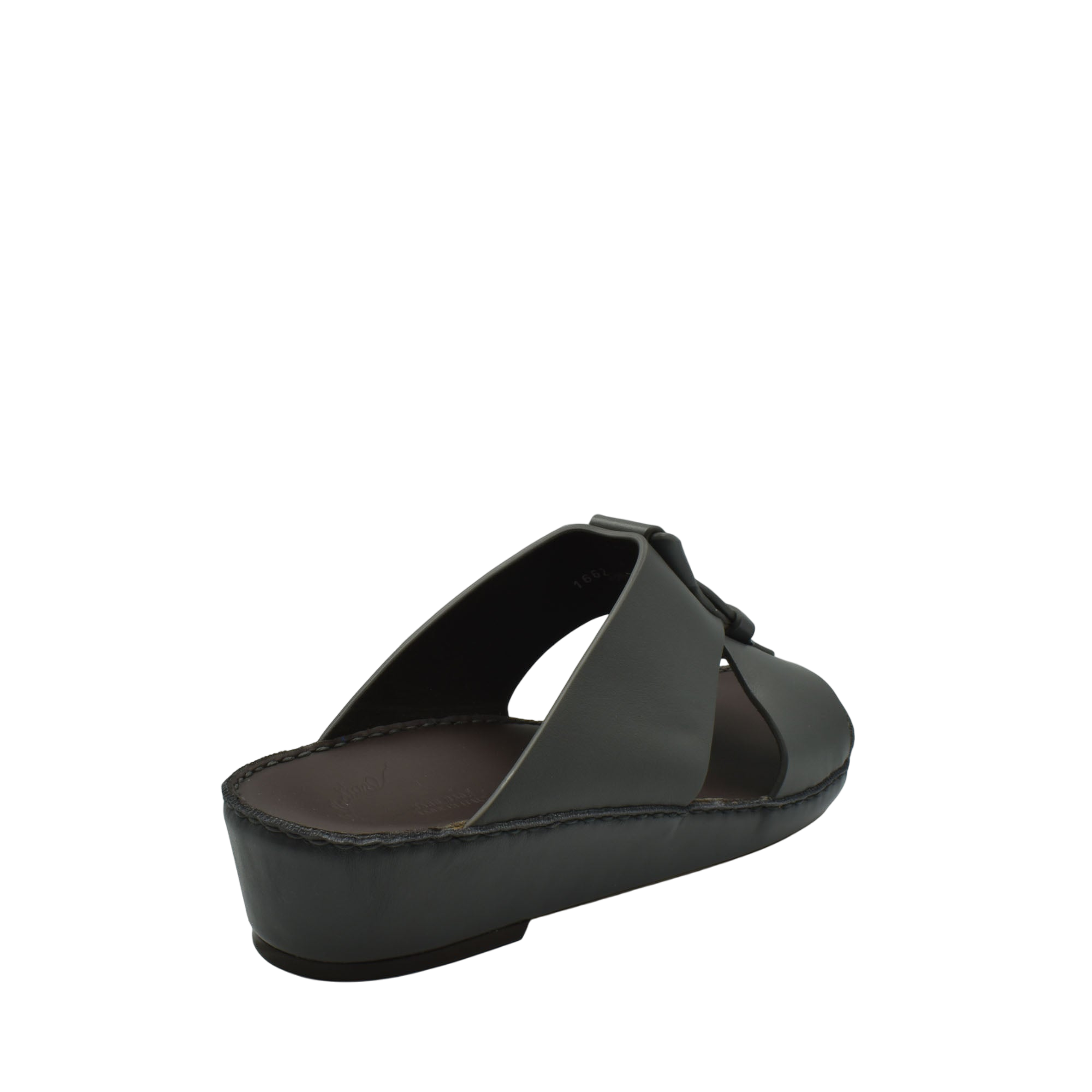 Black luxury leather sandals with open toe and cushioned sole from private collection