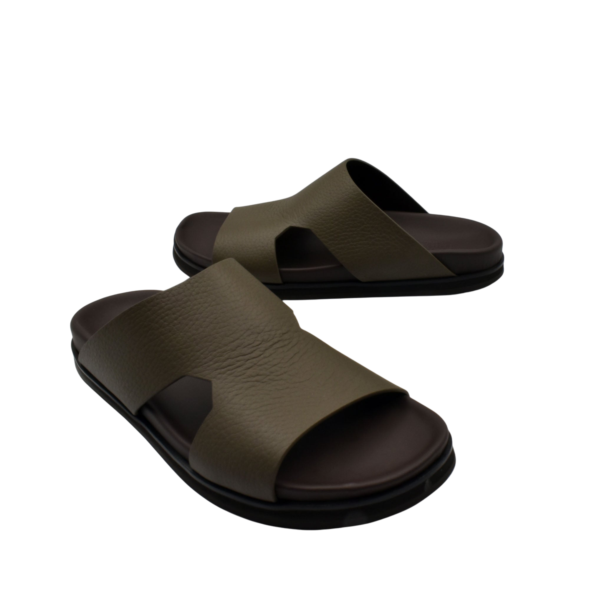 Private collection luxury leather sandals with wide straps and cushioned black soles