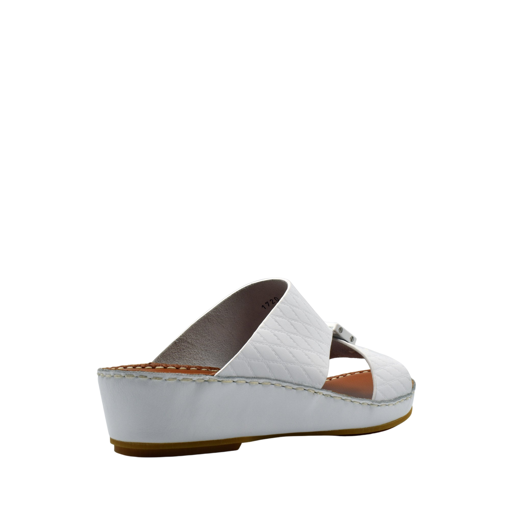 White luxury leather sandals with quilted straps and wedge sole from Private Collection