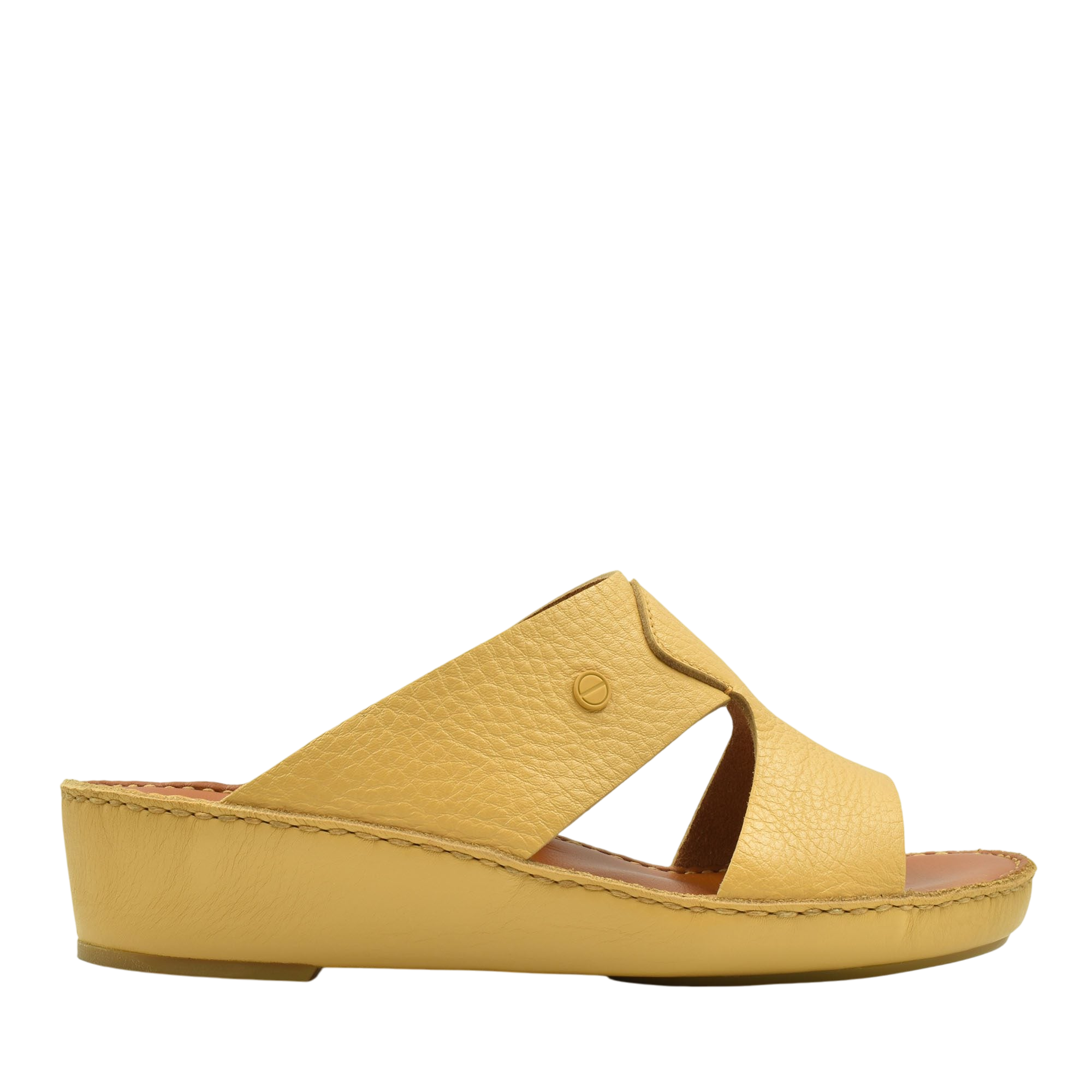 Yellow luxury leather sandals with open toe and slip-on design from Private Collection