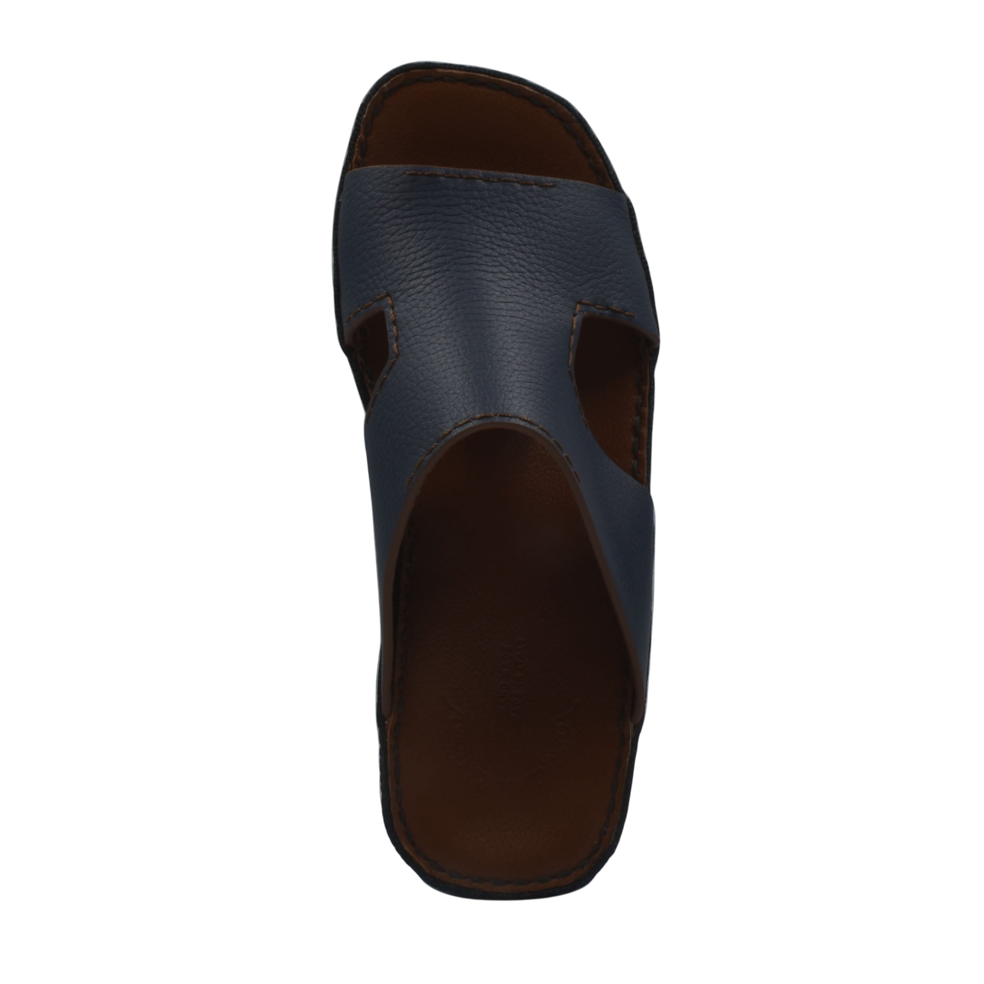 Black luxury leather slide sandals with open toe and cushioned sole from private collection