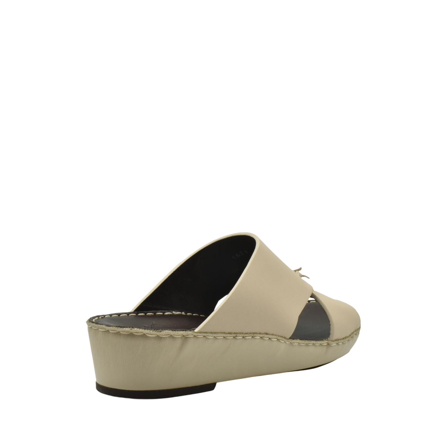 Beige luxury nappa leather sandal with wedge sole and open toe design from Private Collection