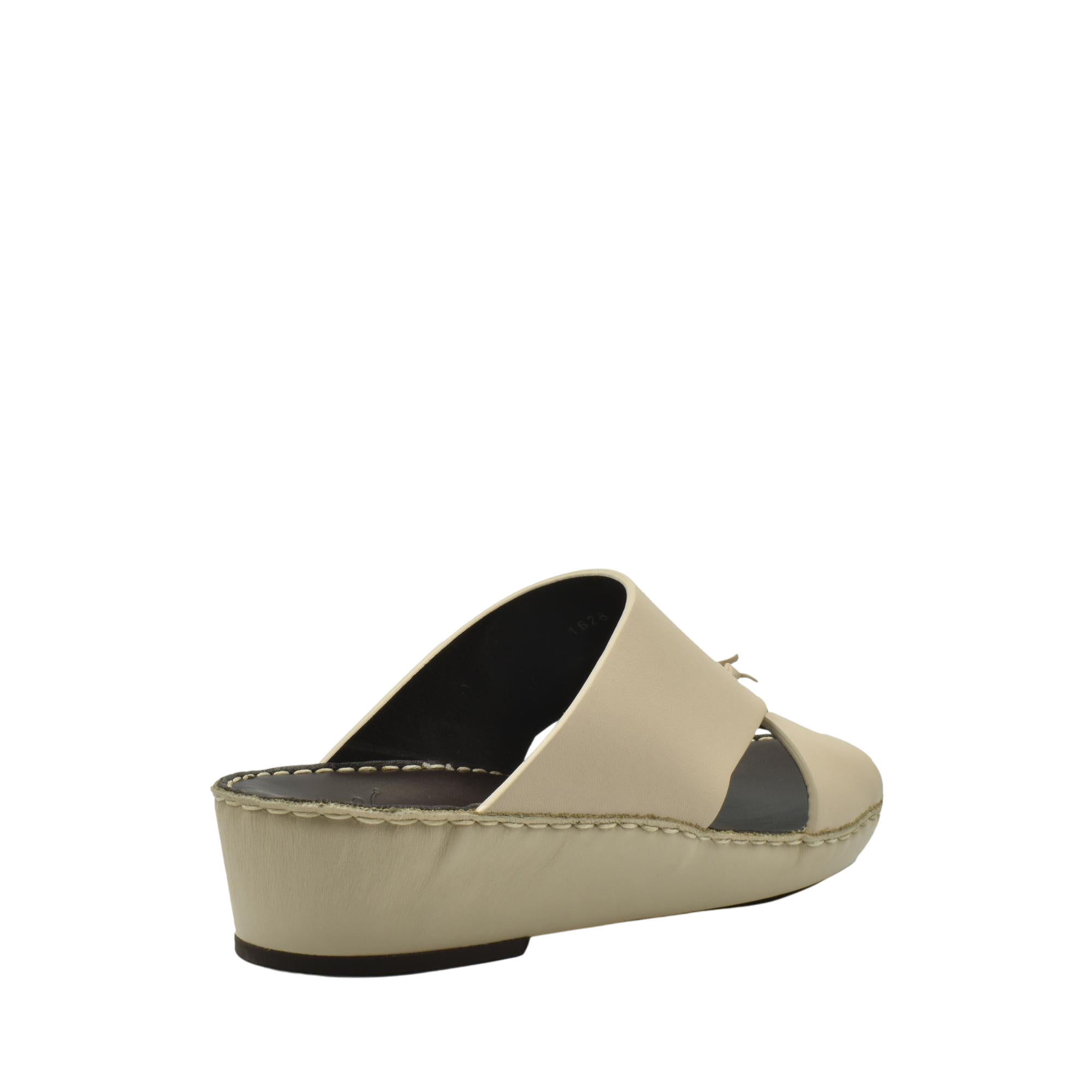 Beige luxury nappa leather sandal with wedge sole and open toe design from Private Collection