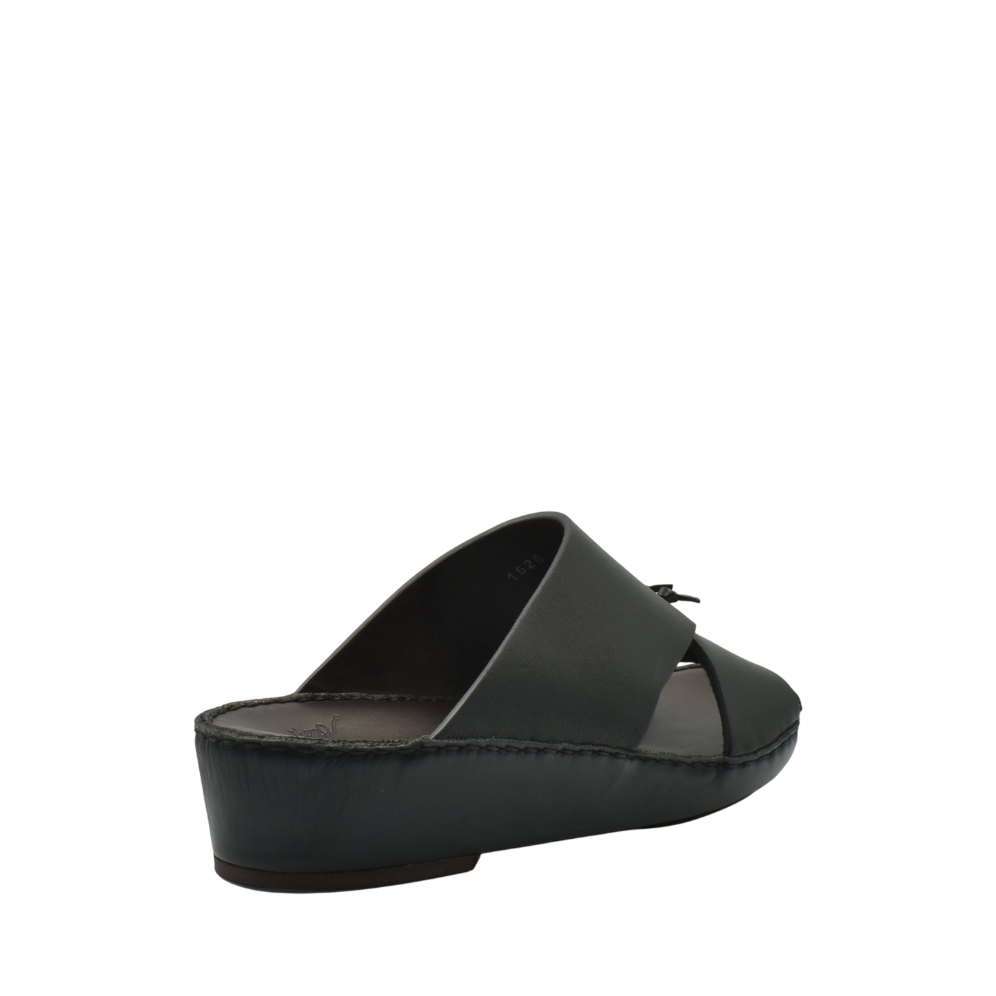 Black luxury nappa leather sandal with a wedge sole from a private collection