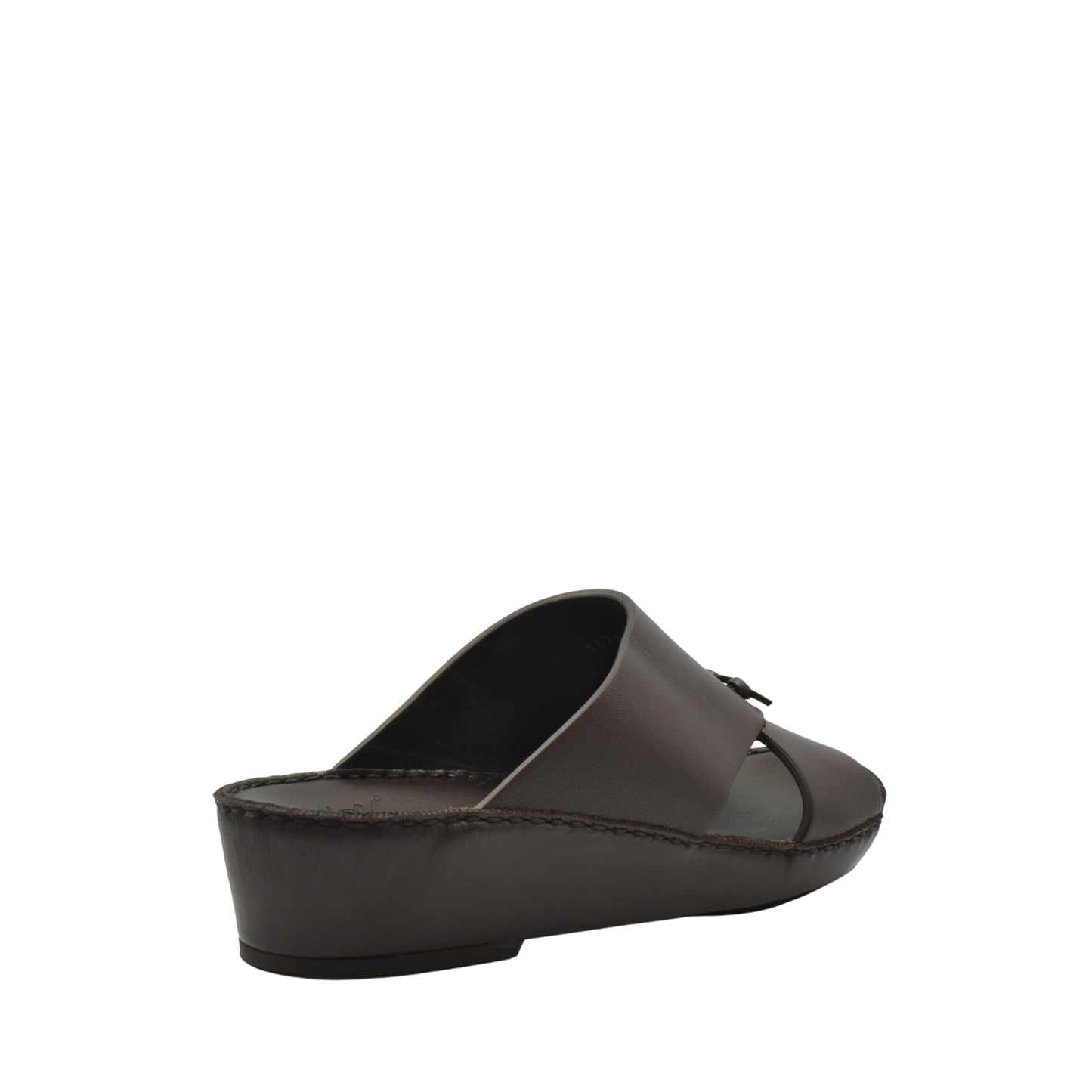 Private collection luxury nappa leather sandal in dark brown with open toe and wedge heel