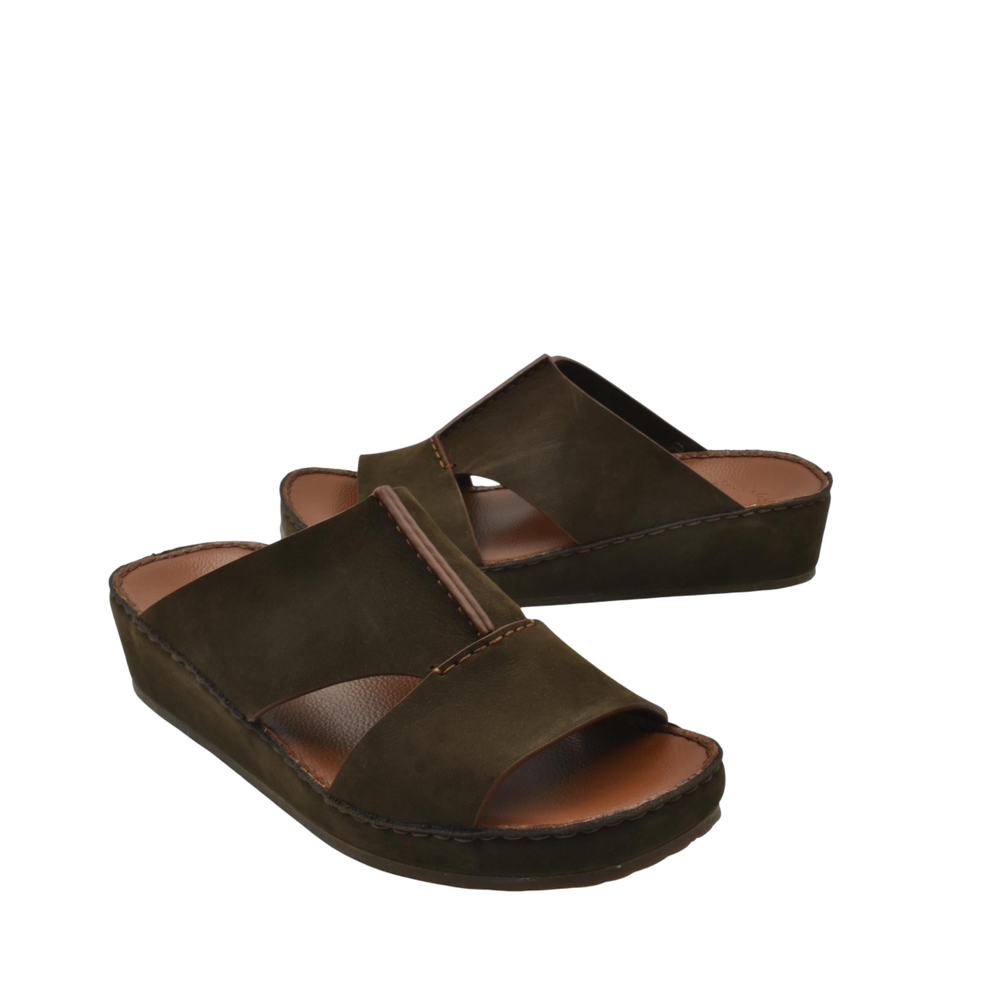 Private collection luxury nubuck sandals in dark brown with cushioned sole and open toe design