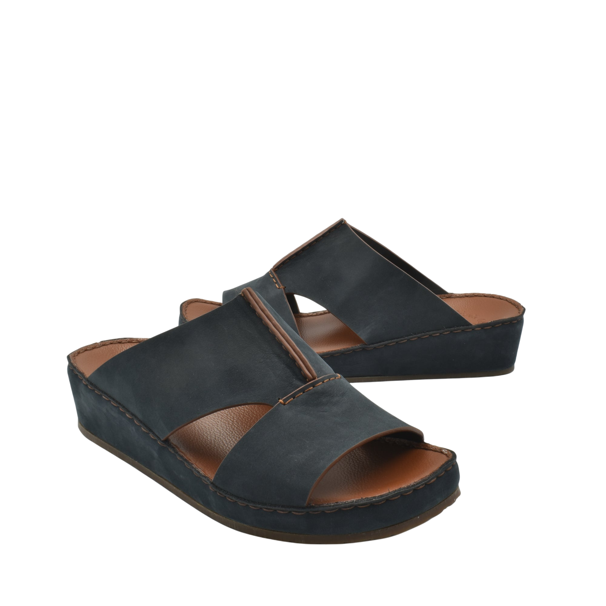 Black luxury nubuck sandals with open toe and cushioned wedge sole for comfortable wear