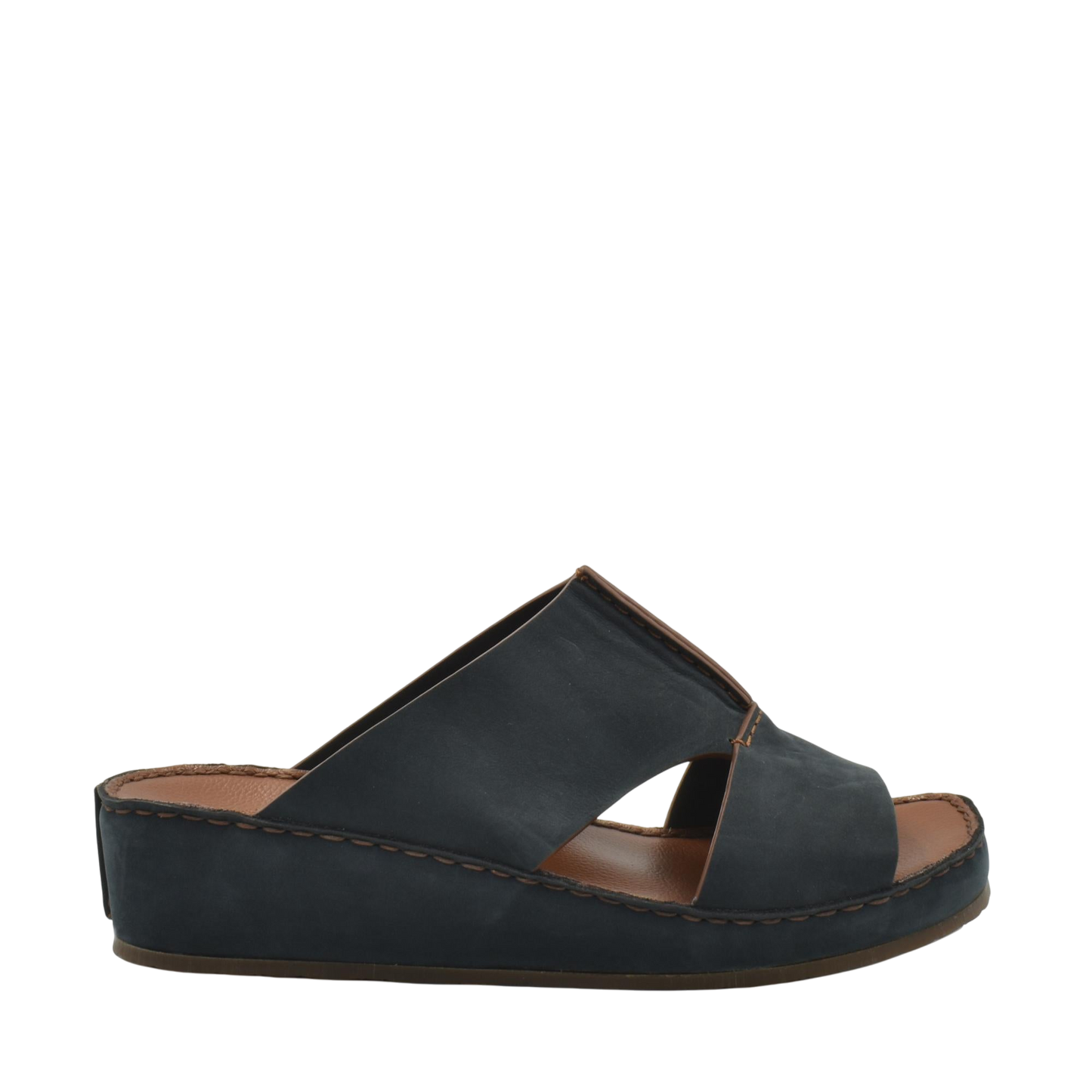 Black luxury nubuck sandals with open toe and wedge heel from Private Collection