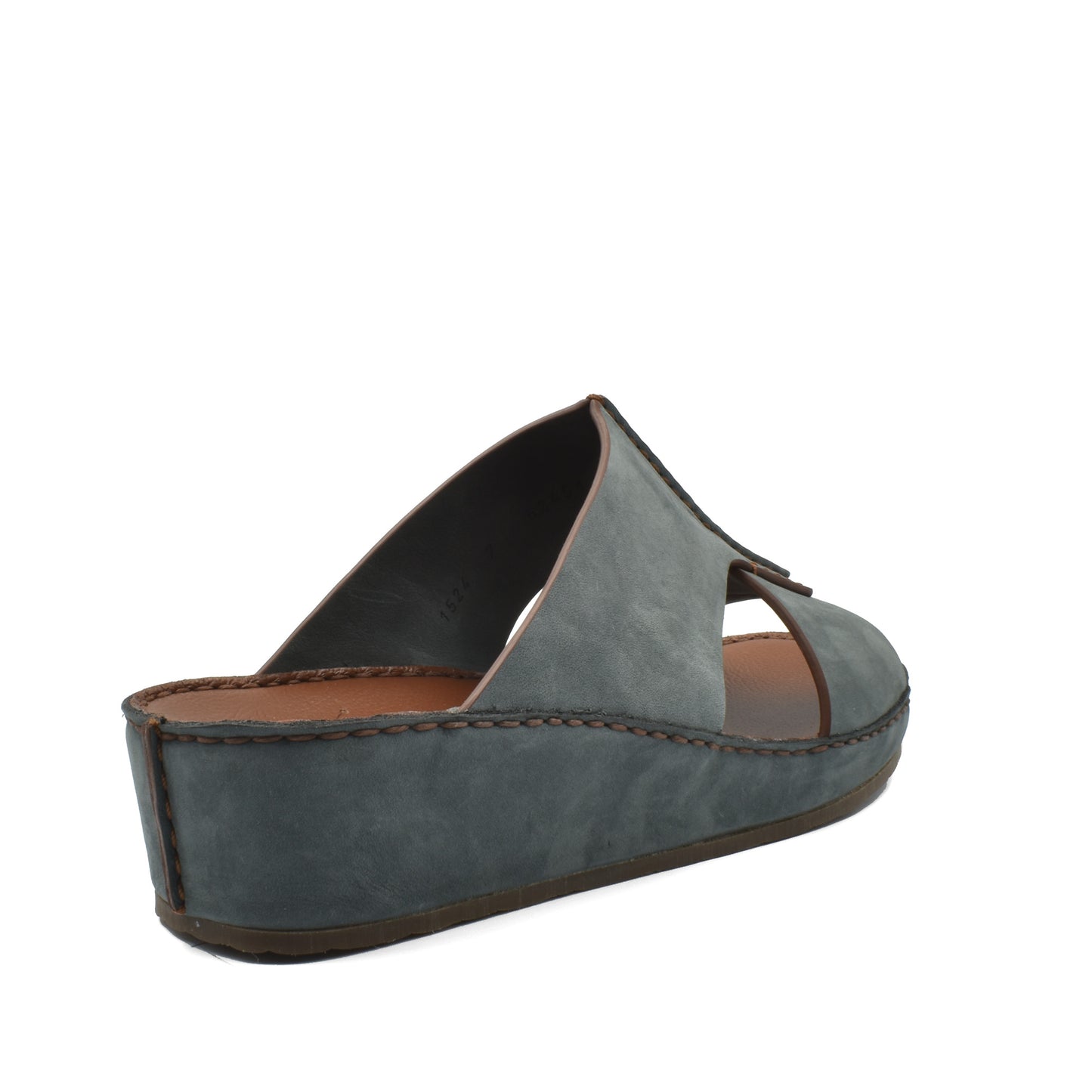 Gray luxury nubuck slides with open toe and cushioned platform sole for comfortable wear
