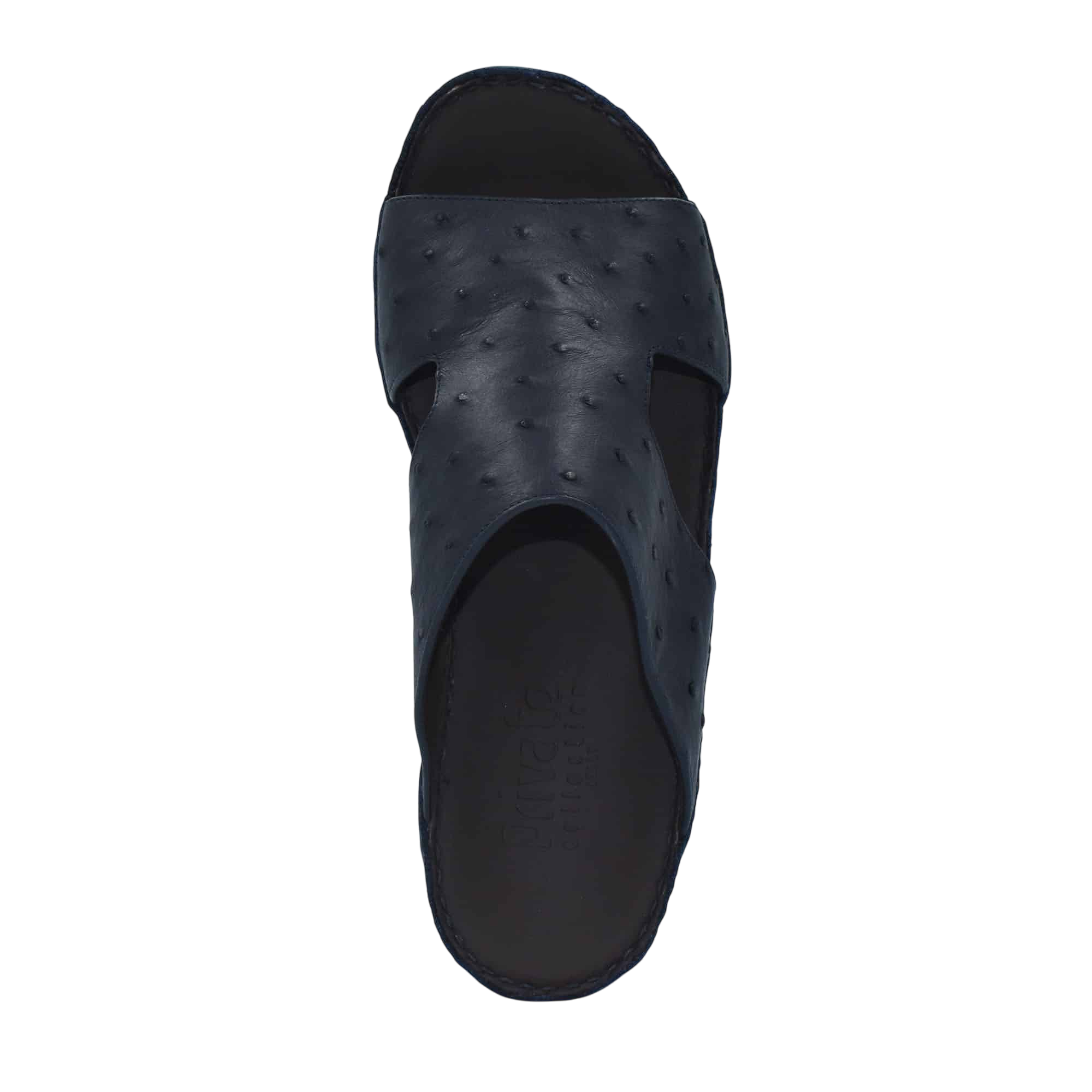 Black luxury ostrich sandals with textured leather upper and open toe design