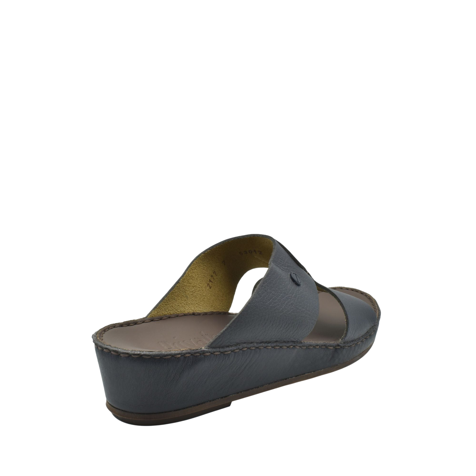 Black leather slip-on wedge sandal from Private Collection luxury slip-on footwear