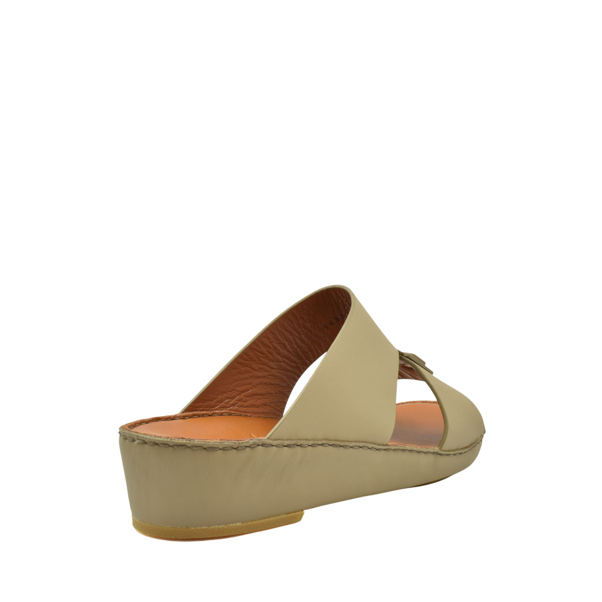 Beige Manetta Rubbercalf sandals with open toe and cushioned platform sole from private collection