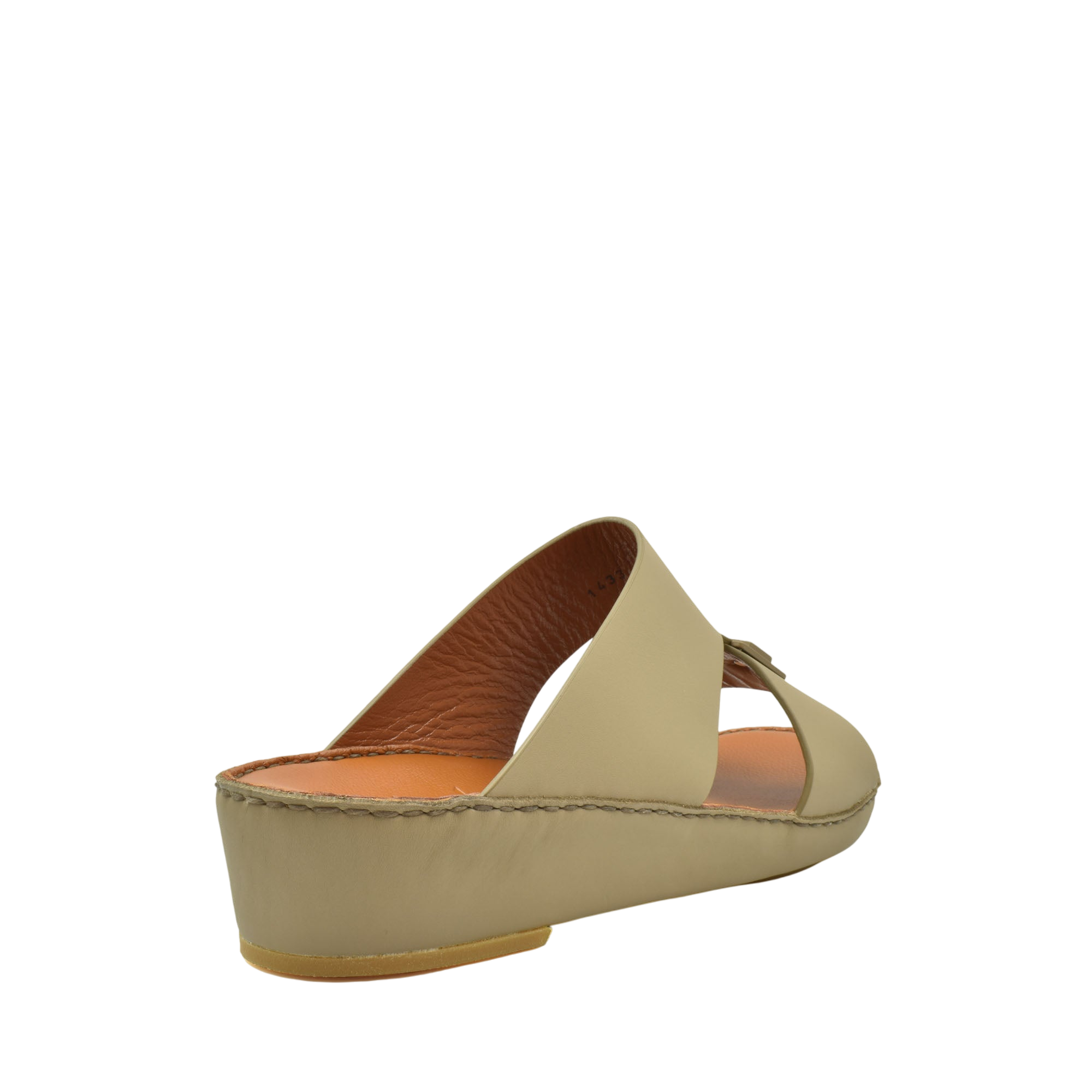 Beige Manetta Rubbercalf sandals with open toe and cushioned platform sole from private collection