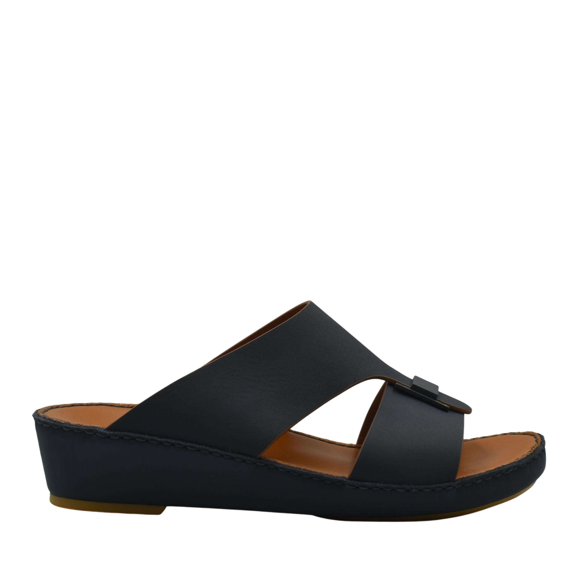 Black Manetta Rubbercalf sandals with open toe and wedge sole for comfortable casual wear