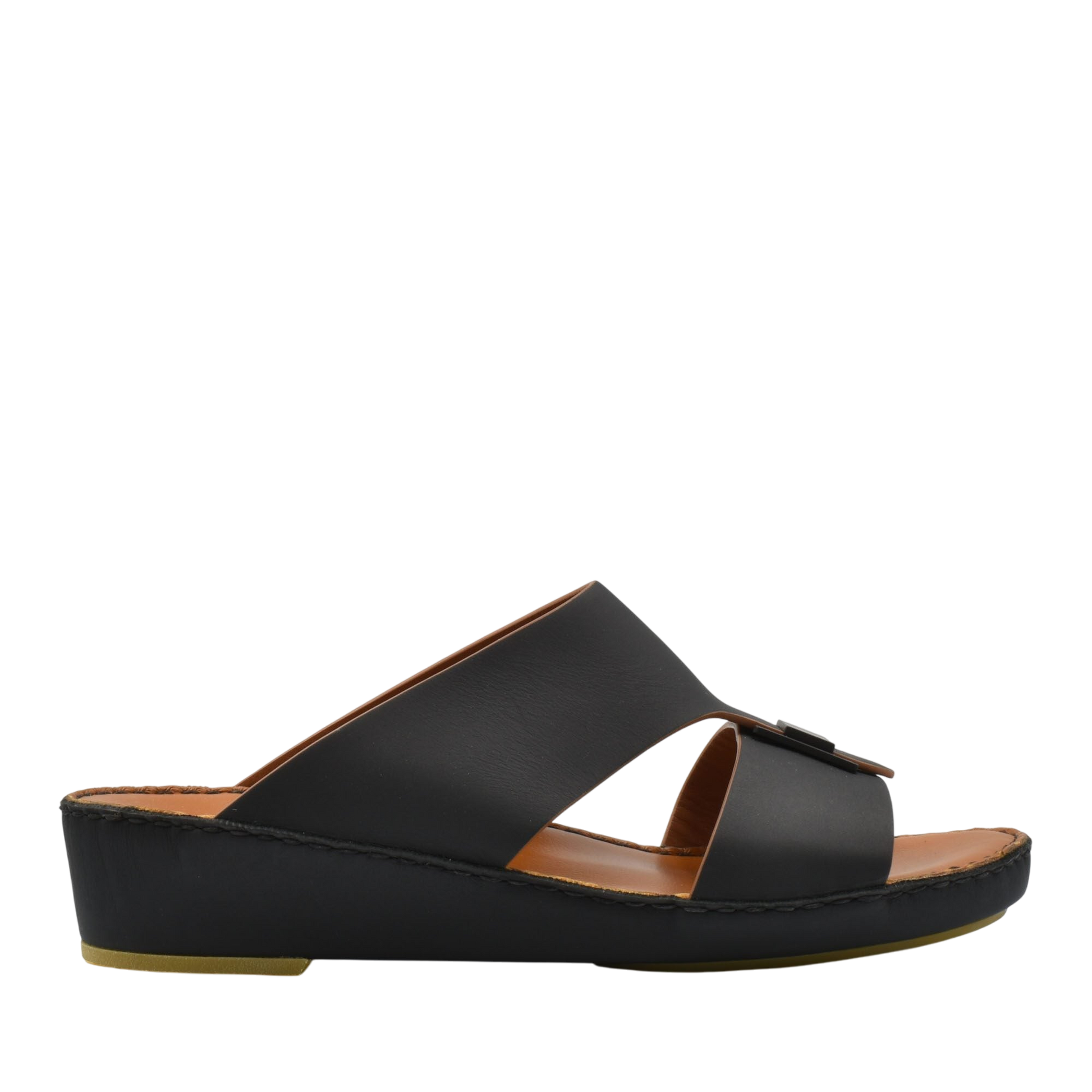 Black Manetta Rubbercalf sandals with wedge sole and open toe design for comfortable wear