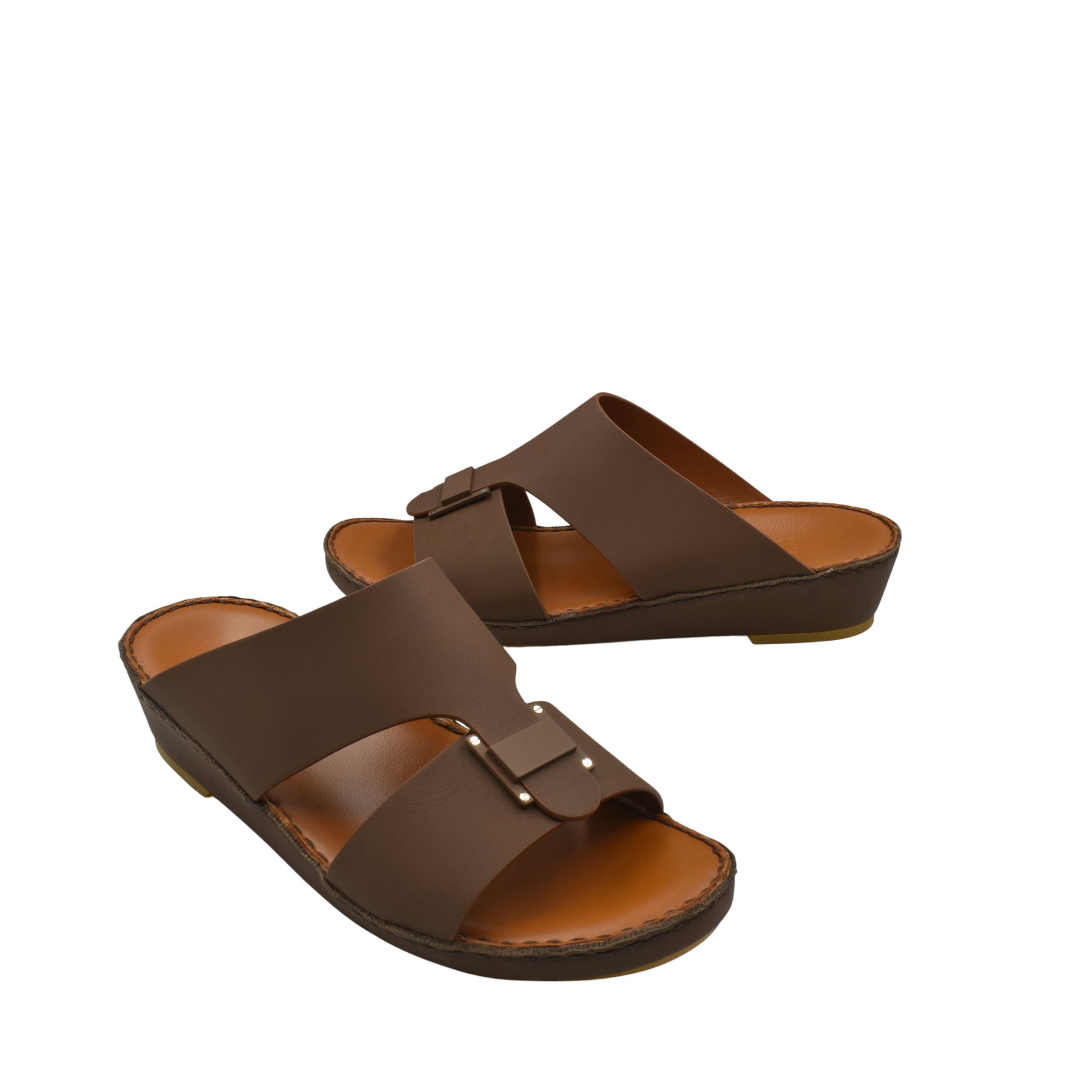 Brown Manetta Rubbercalf sandals with adjustable strap and cushioned sole for comfort