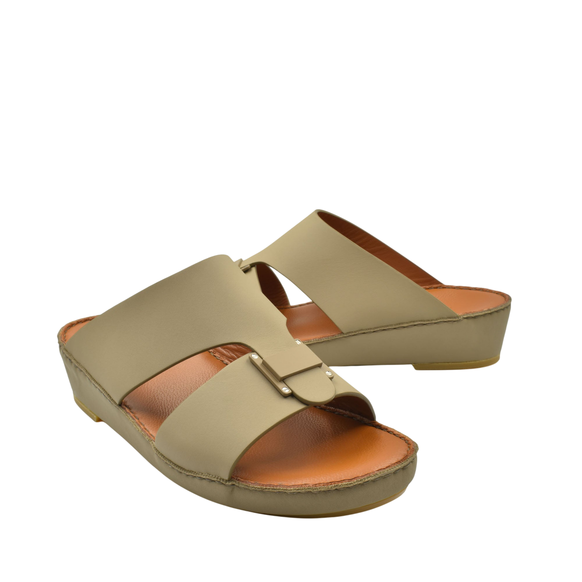 Beige Manetta Rubbercalf sandals with open toe and cushioned sole in a slip-on style