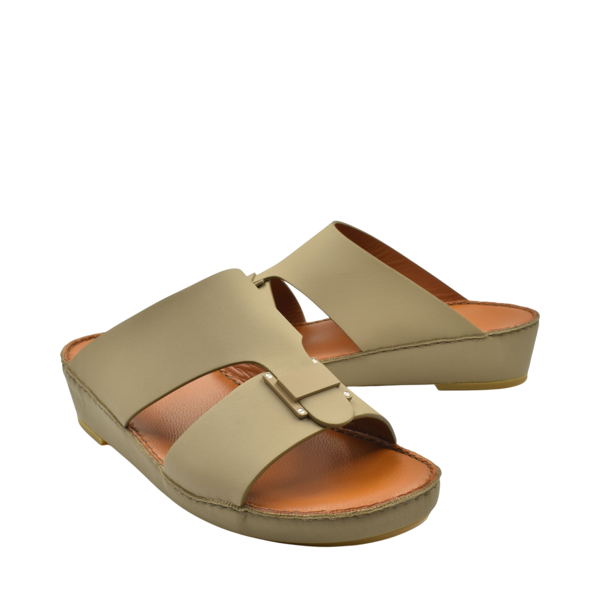 Beige Manetta Rubbercalf sandals with open toe and cushioned sole in a slip-on style