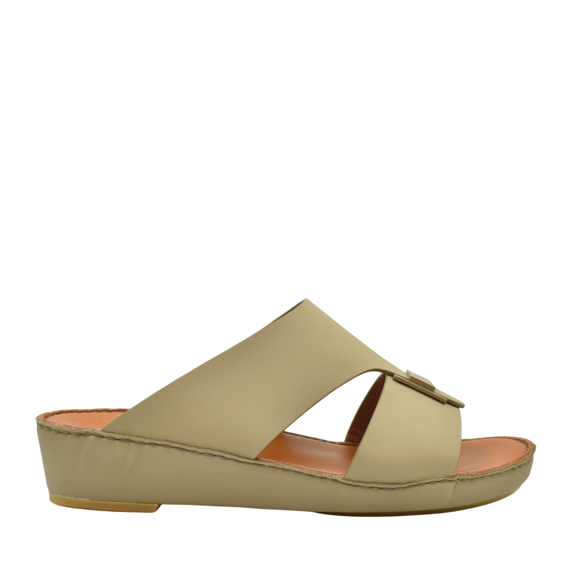 Beige Manetta Rubbercalf sandals with open toe and wedge sole from Private collection