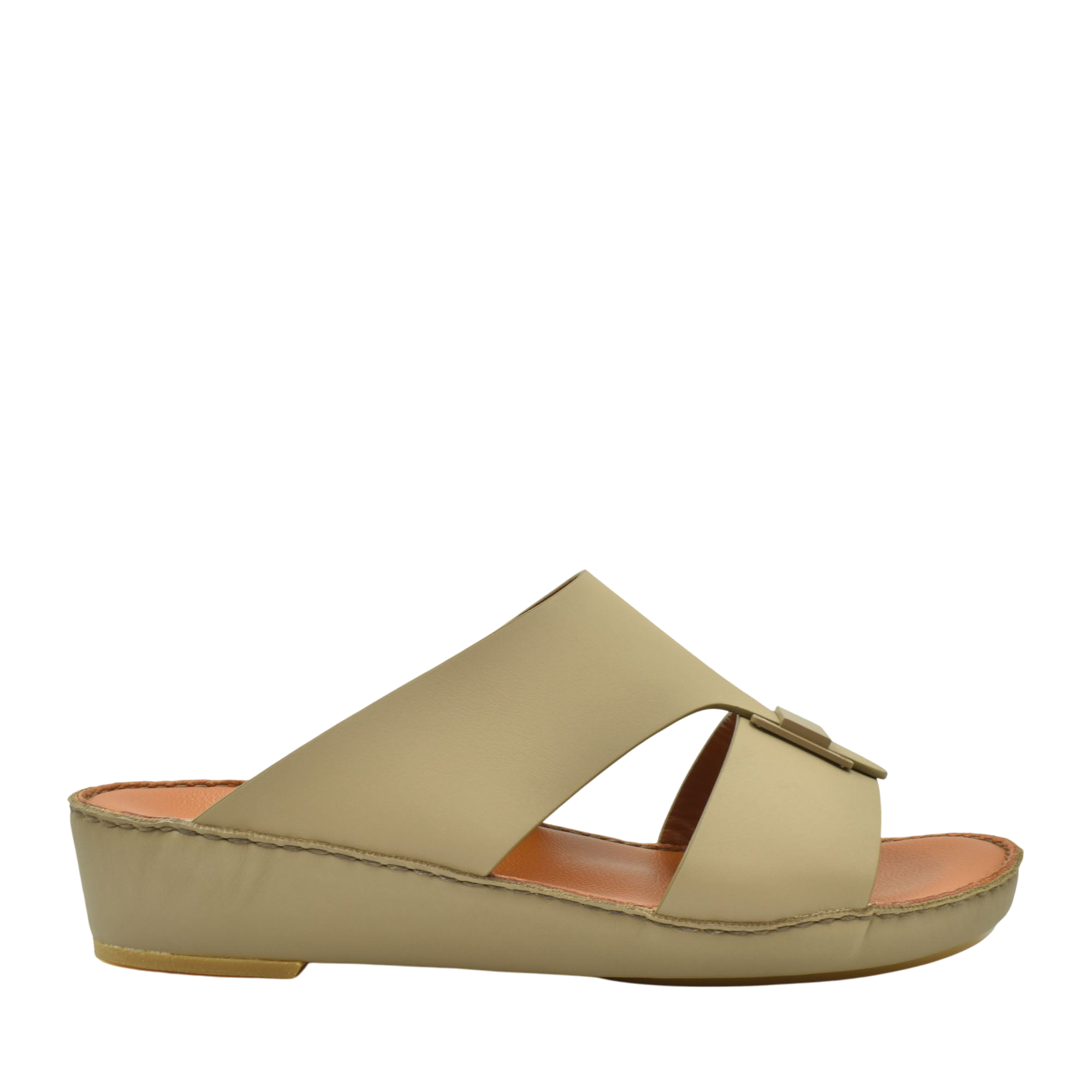 Beige Manetta Rubbercalf sandals with open toe and wedge sole from Private collection