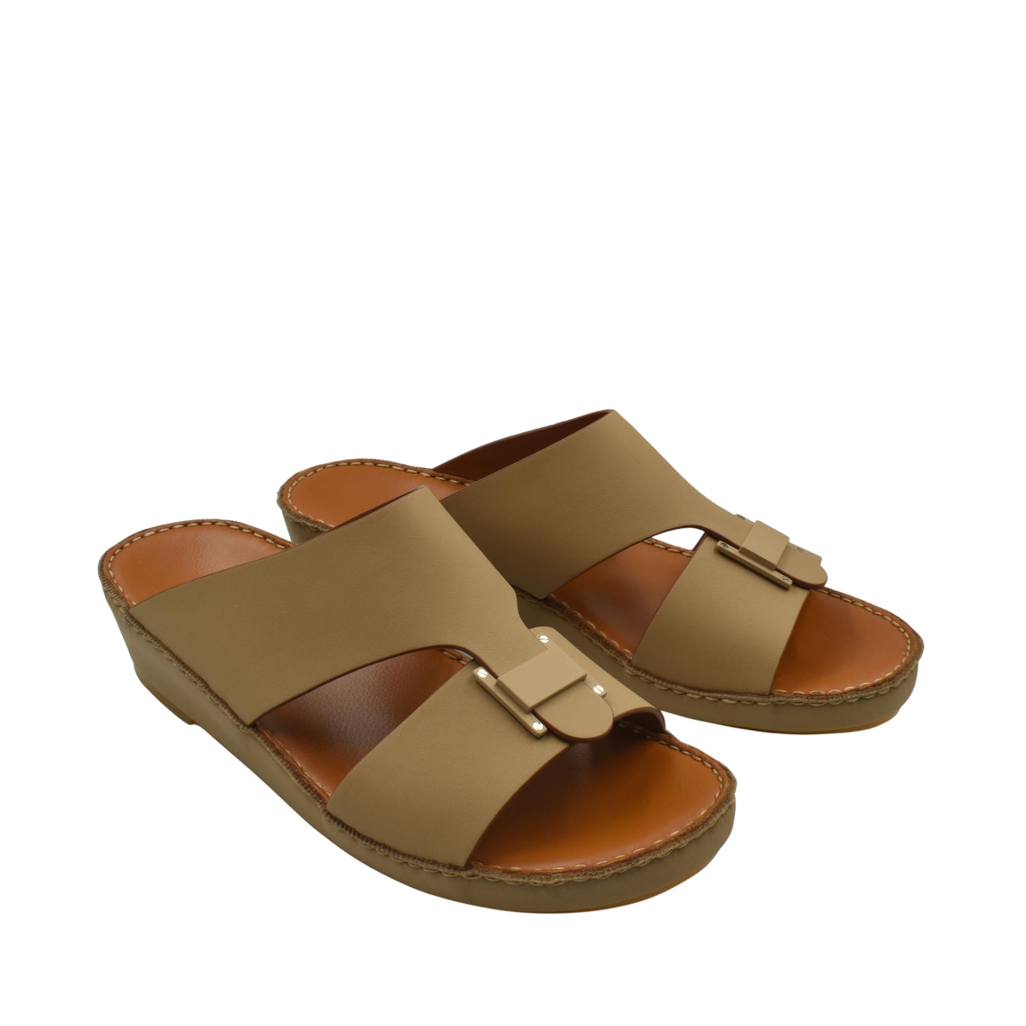 Manetta Rubbercalf sandals in tan with a slip-on design and cushioned footbed for comfort