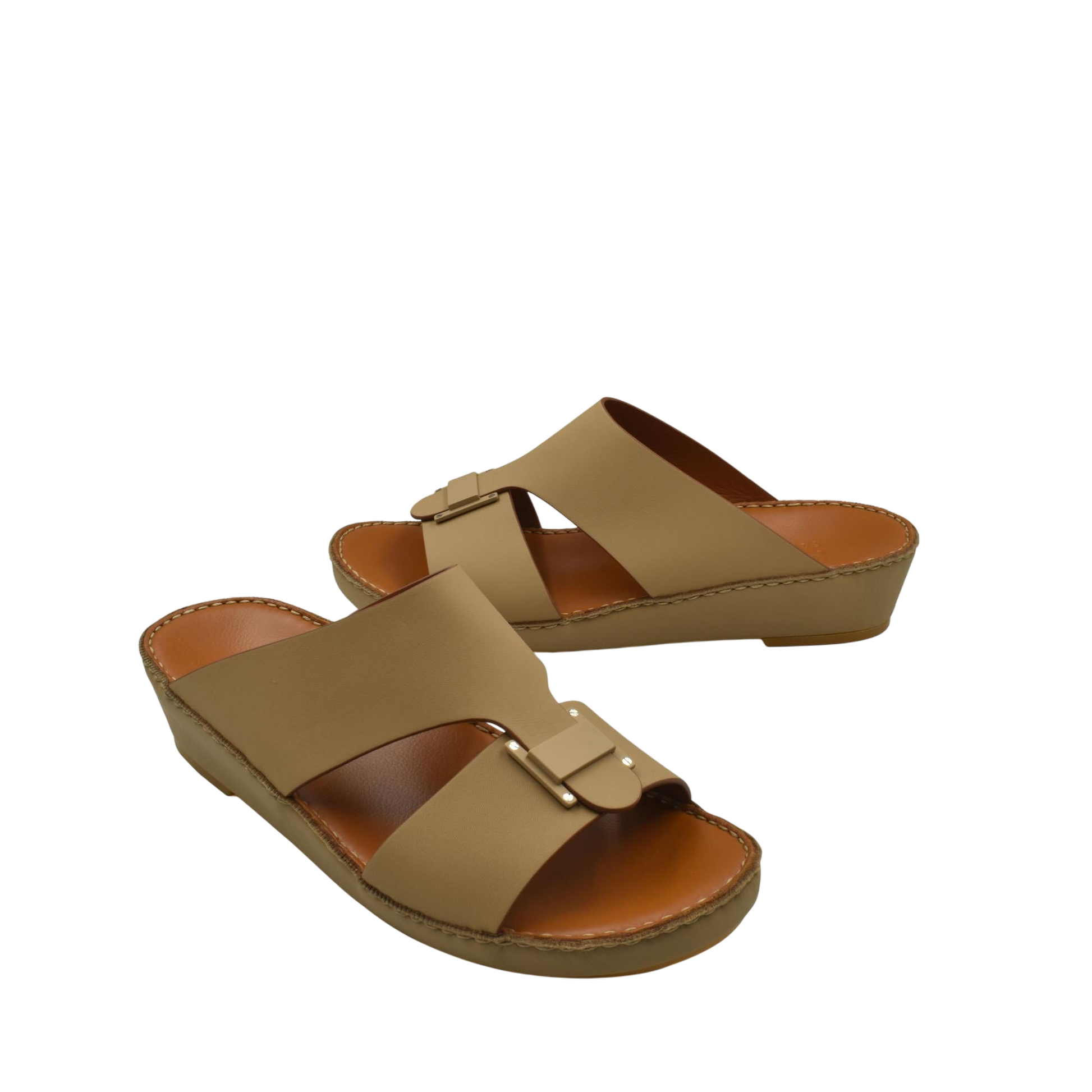 Manetta Rubbercalf sandals taupe open-toe slip-on wedge sandals with adjustable buckle straps