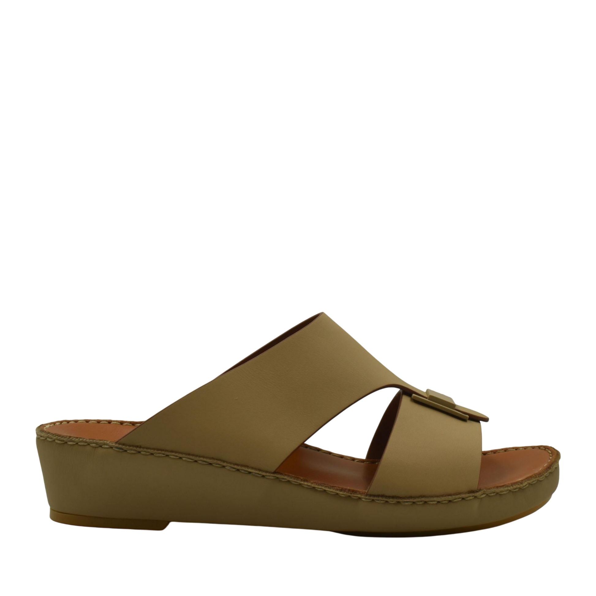 Manetta Rubbercalf sandals brown open-toe wedge slip-on sandals with buckle detail