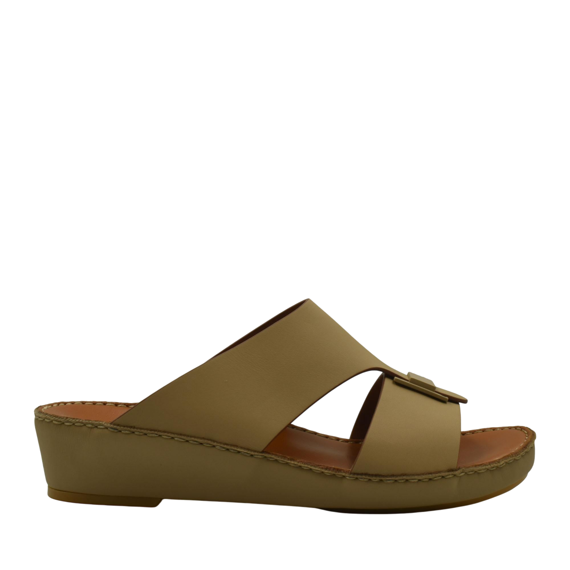 Manetta Rubbercalf sandals brown open-toe wedge slip-on sandals with buckle detail