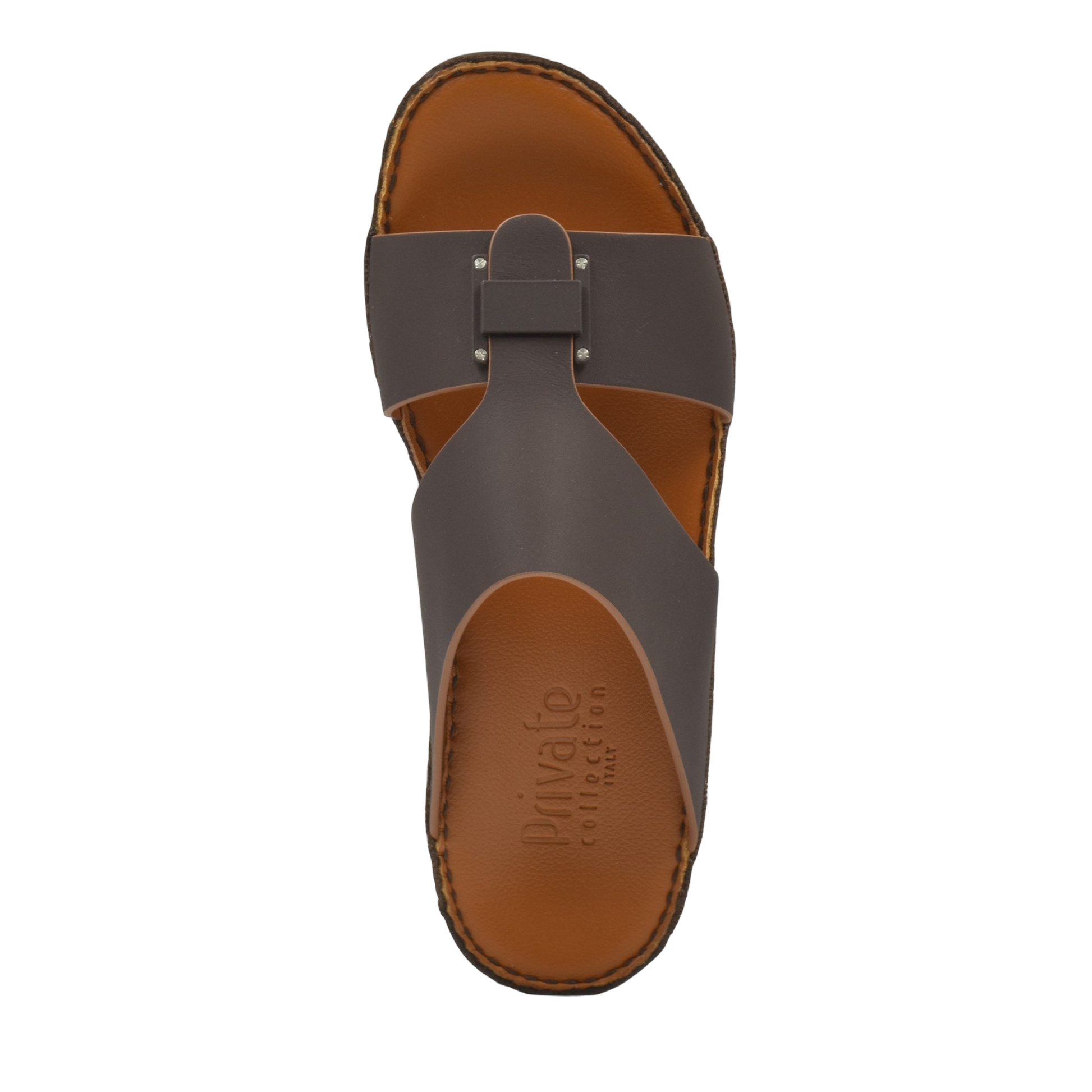 Private collection Manetta Rubbercalf sandals in brown with stylish leather straps and cushioned footbed