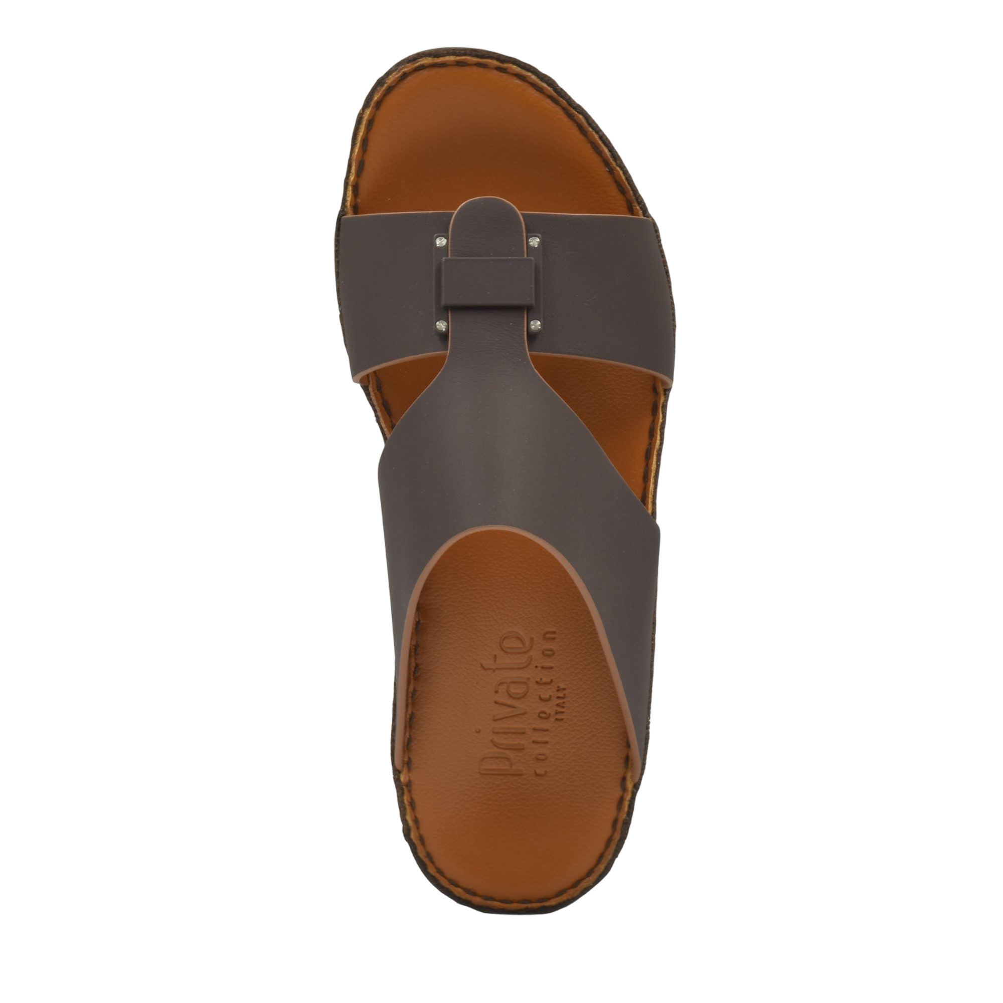 Private collection Manetta Rubbercalf sandals in brown with stylish leather straps and cushioned footbed