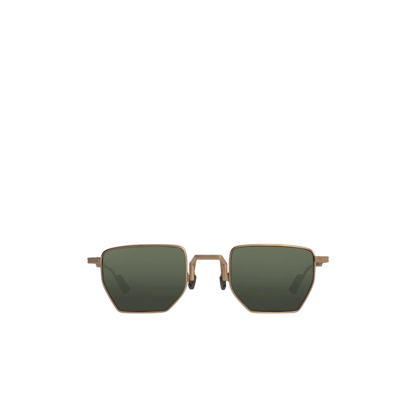 Luxury eyewear rose gold square frame sunglasses with dark green lenses from Private Collection