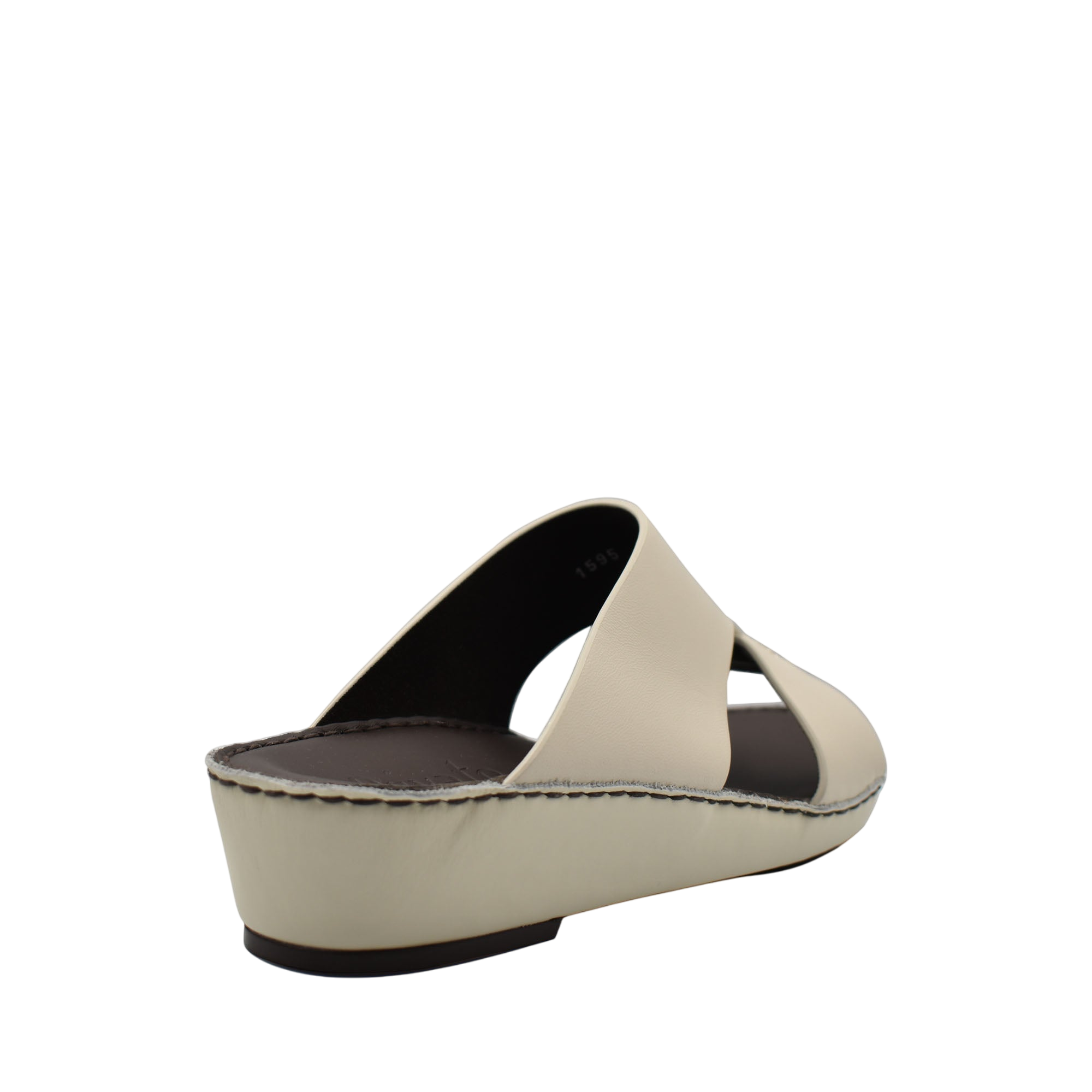 Beige Nappa leather sandals with a wedge sole and open toe from Private collection