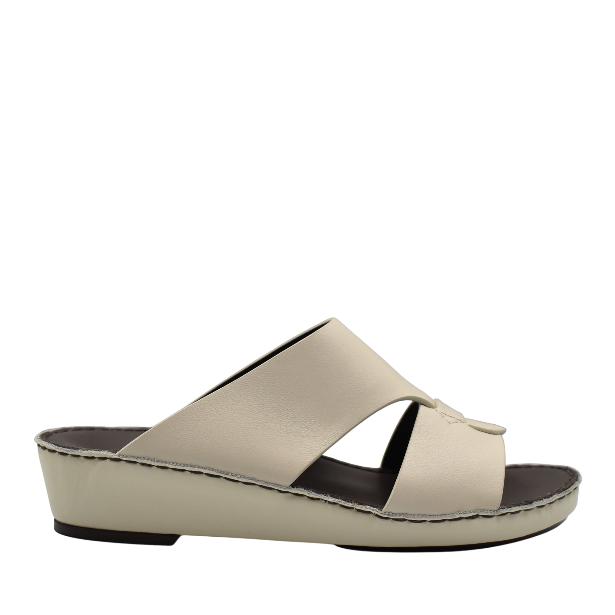 Beige Nappa leather sandals with open toe and wedge sole from Private Collection
