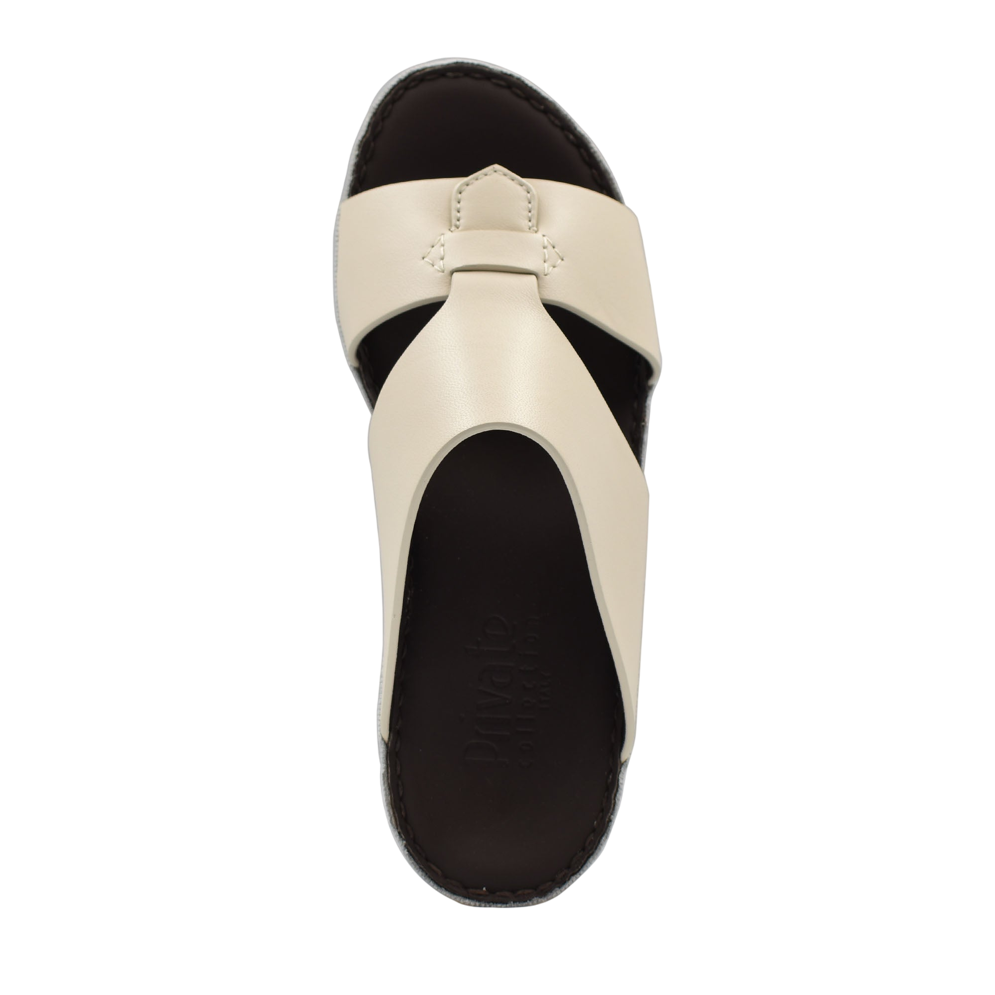 Cream color Nappa leather sandals with open toe and comfortable cushioned sole