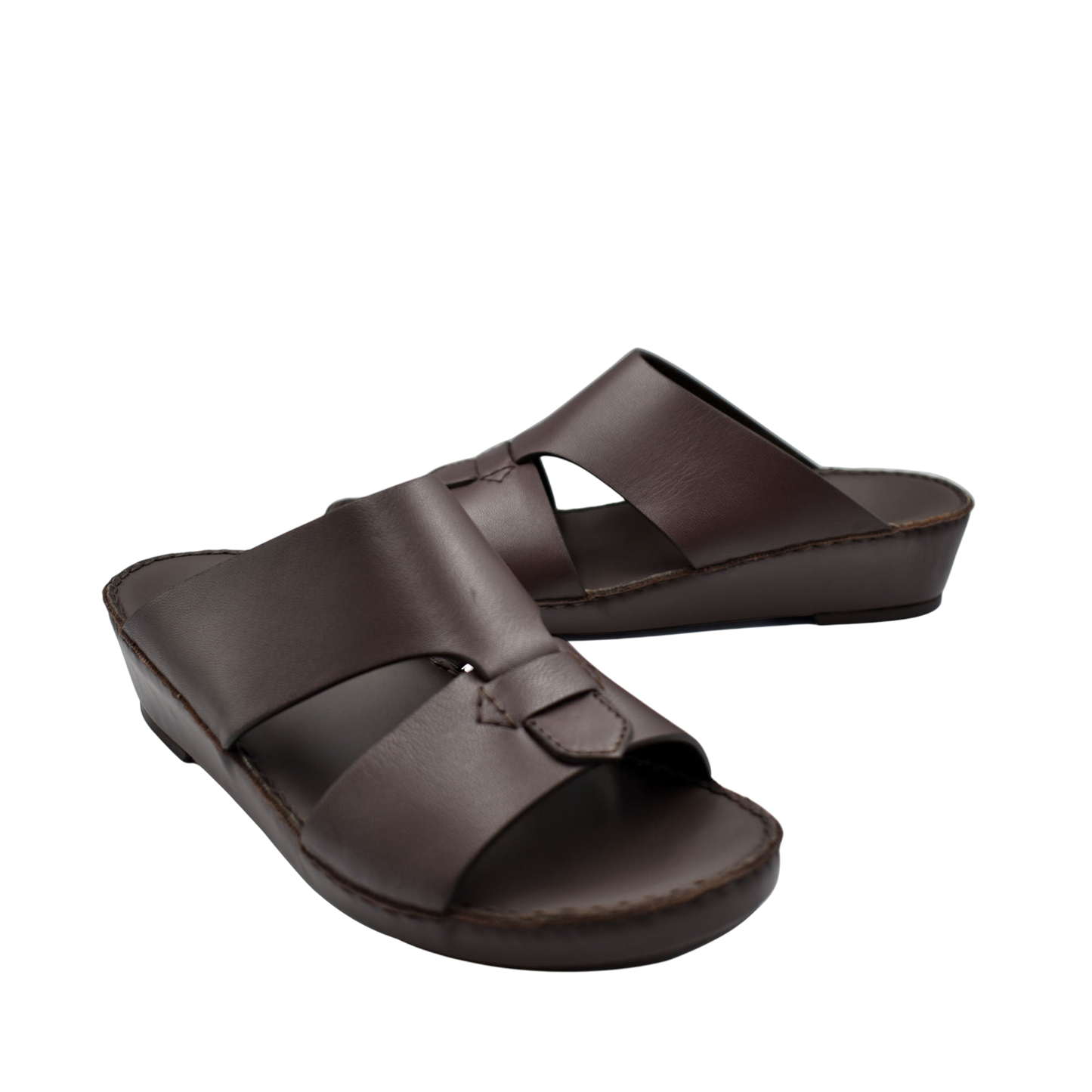 Brown Nappa leather sandals with open toe and cushioned sole from Private collection