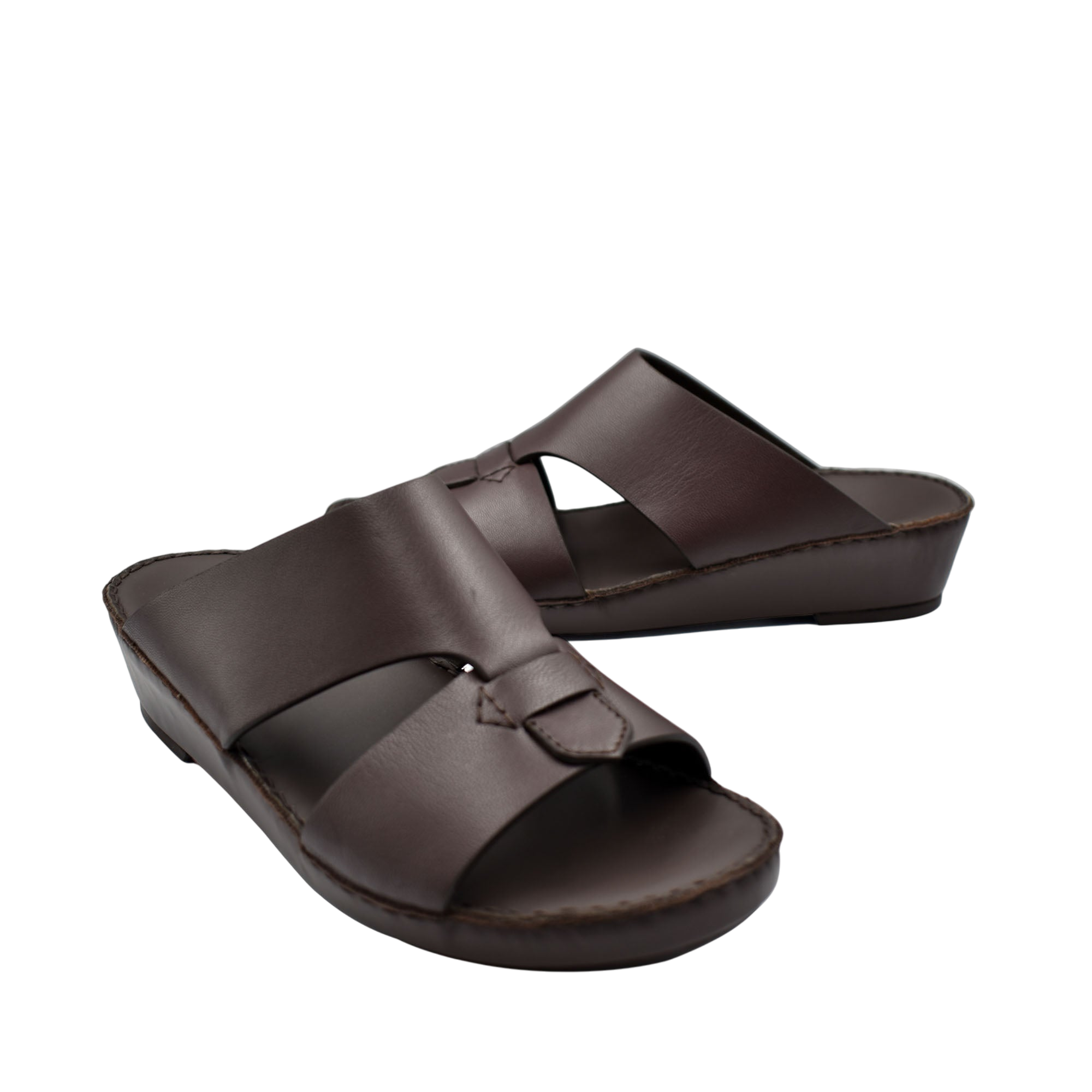 Brown Nappa leather sandals with open toe and cushioned sole from Private collection
