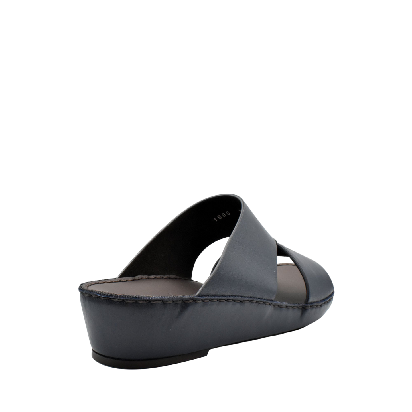 Black Nappa leather sandals with open toe and cushioned sole from private collection