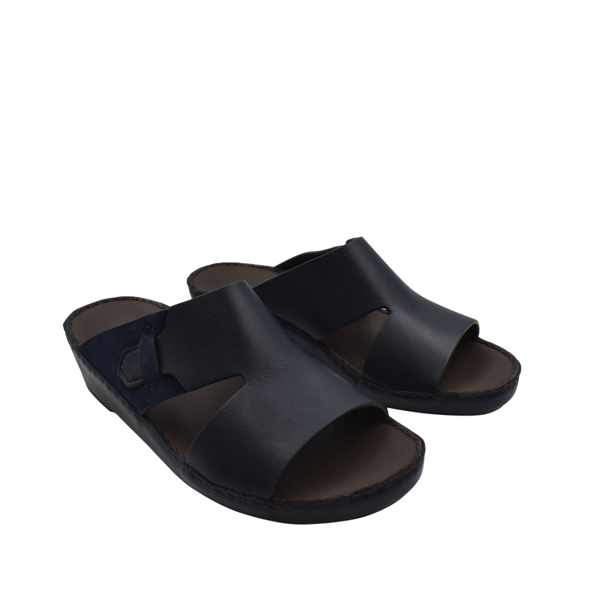 Black nappa suede slide sandals with open toe and cushioned sole from private collection