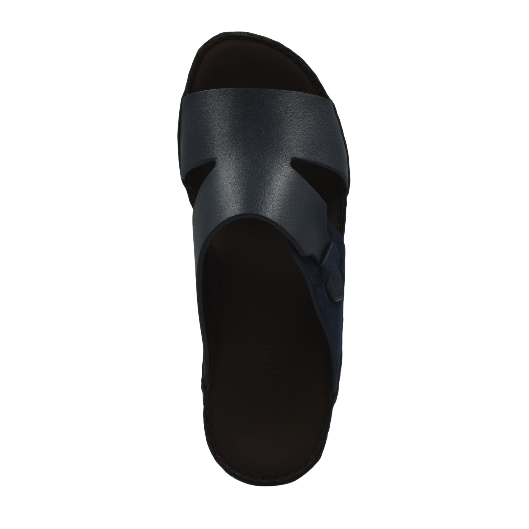 Black nappa suede slide sandals with cutout design and cushioned footbed for comfort