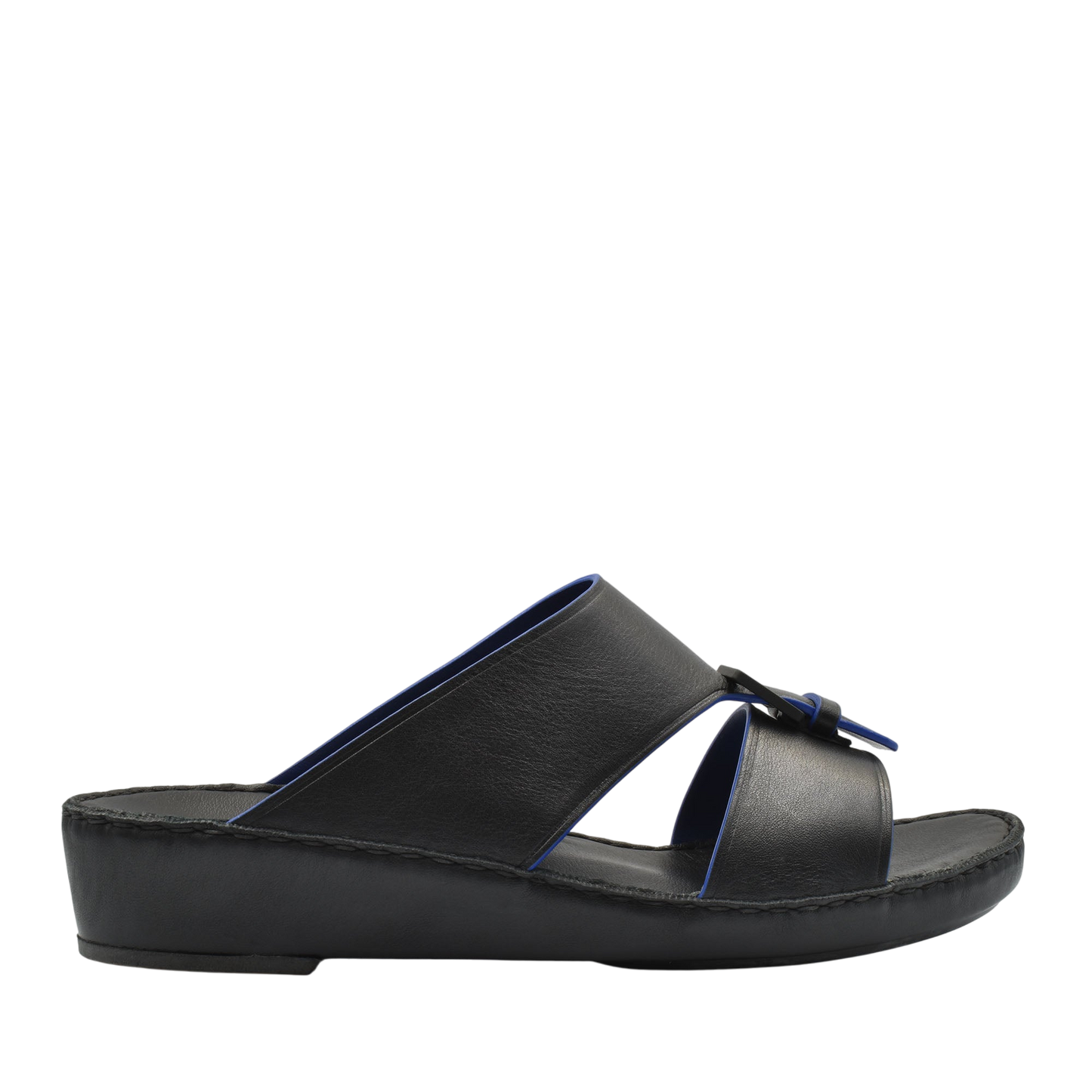Black natural contrast sandals with slip-on design and cushioned sole from Private Collection