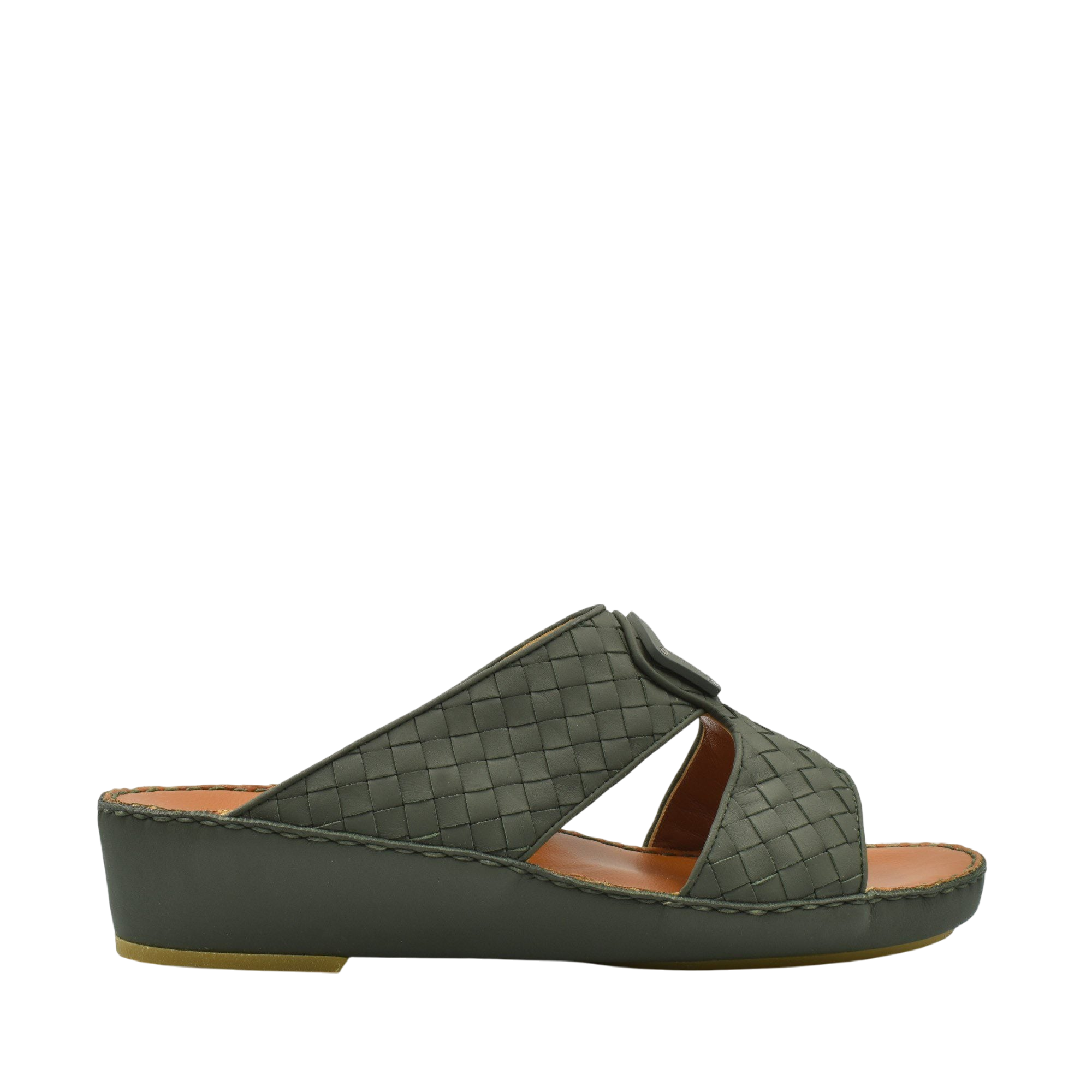 Olive green Peninsula Classica Trecce sandals with woven leather upper and cushioned sole