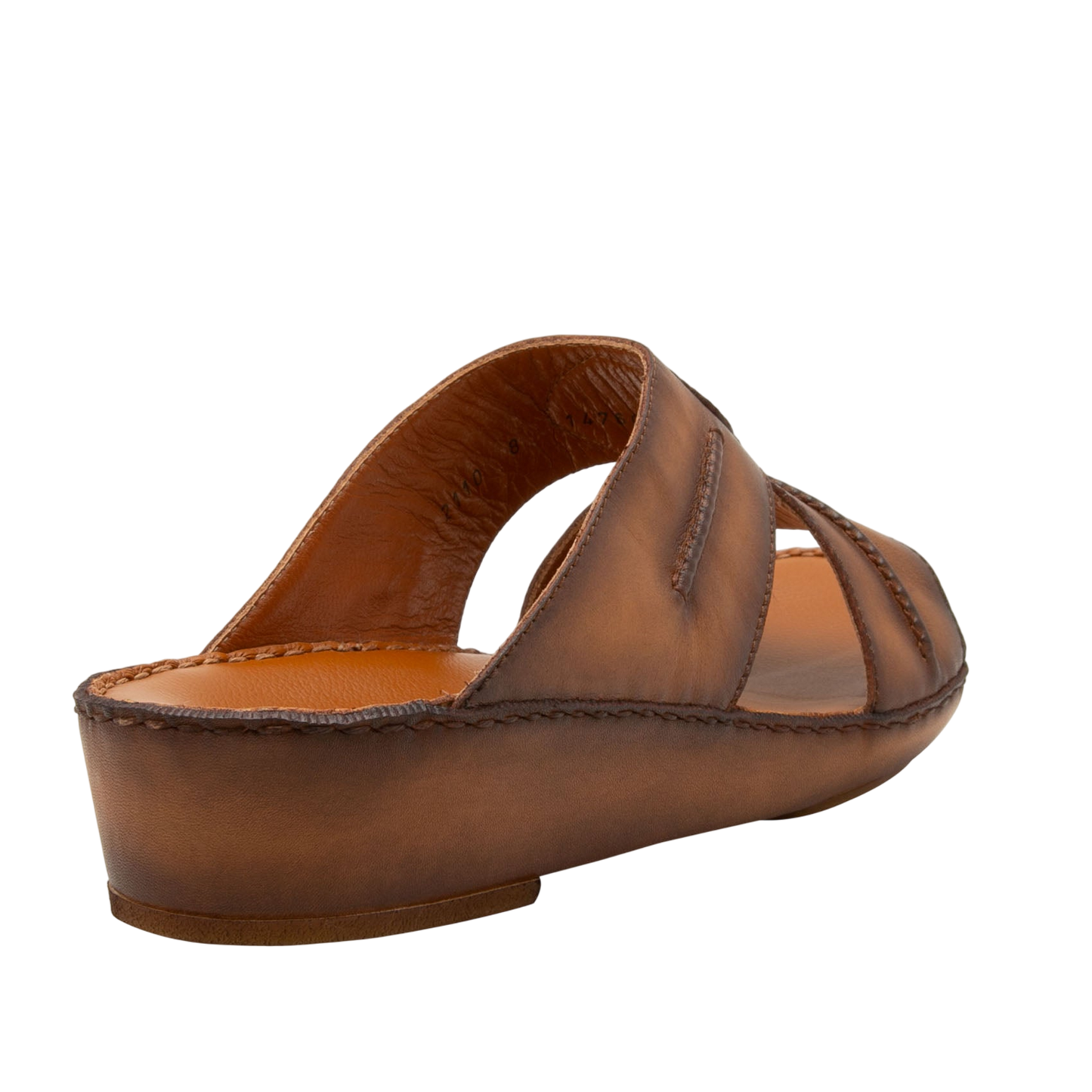 Brown leather slip-on sandal from Private Collection Peninsula Laceto footwear with stitched detailing