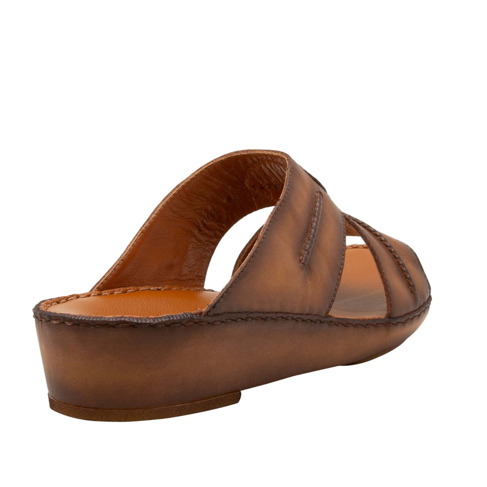 Brown leather slip-on sandal from Private Collection Peninsula Laceto footwear with stitched detailing