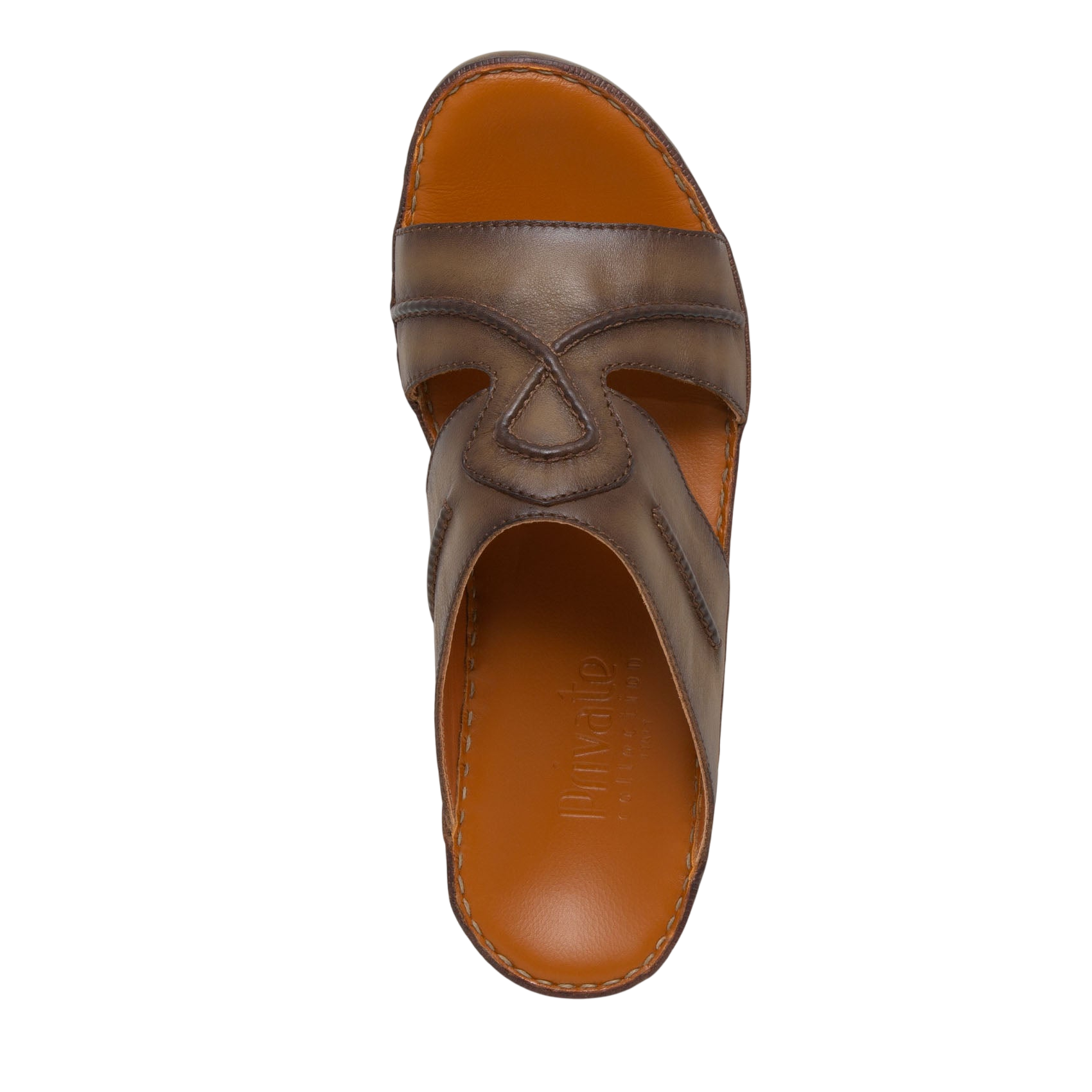 Brown Peninsula Laceto footwear leather sandal with open toe and cushioned sole from Private collection