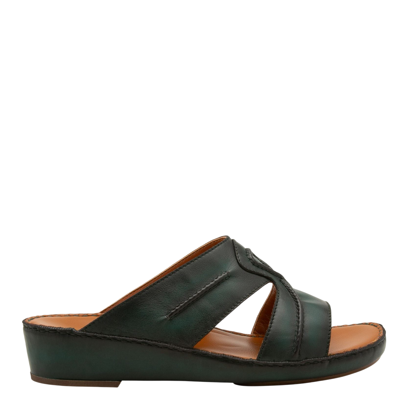 Black Peninsula Laceto footwear open-toe slip-on sandal with leather straps and cushioned sole