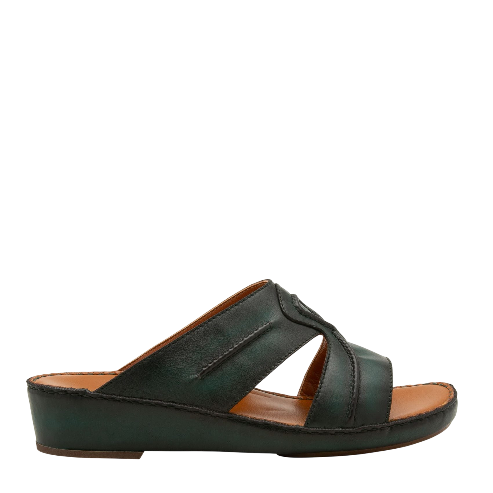 Black Peninsula Laceto footwear open-toe slip-on sandal with leather straps and cushioned sole