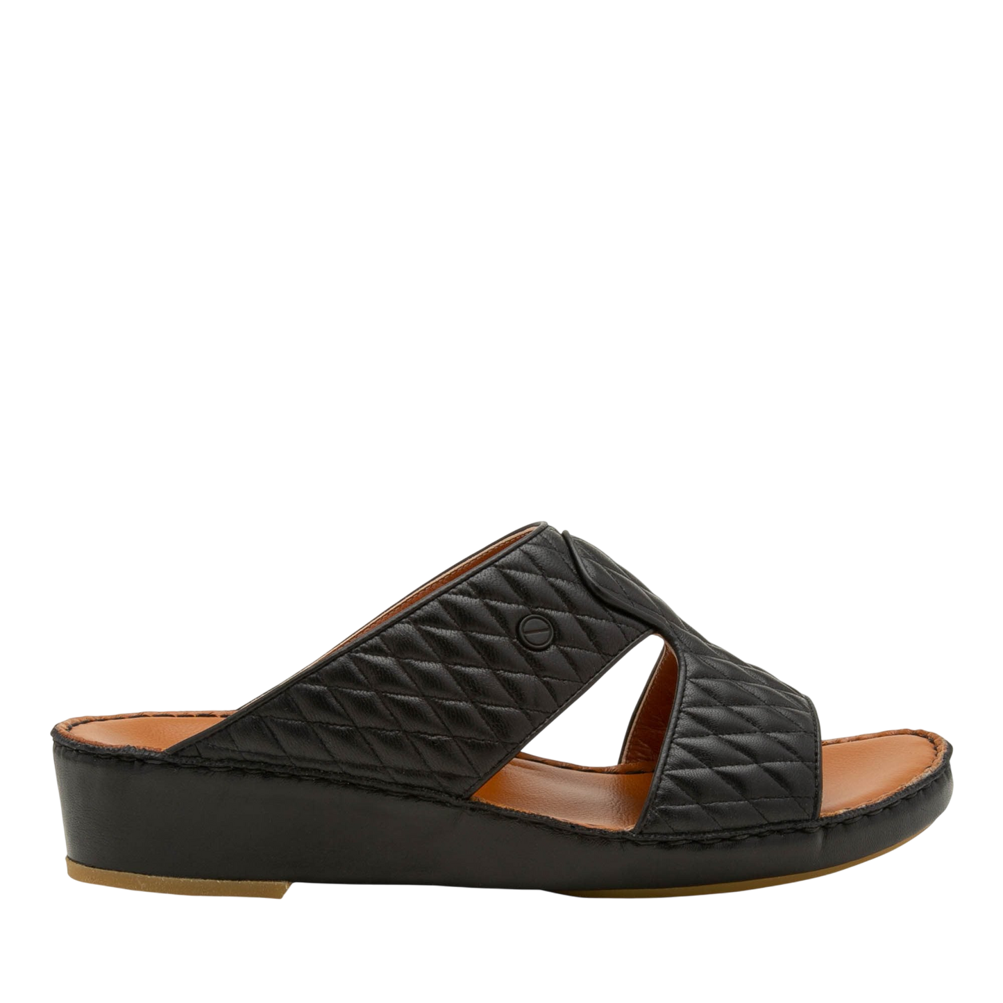 Black Peninsula Lamb Matelasse sandals with quilted leather upper and comfortable wedge sole